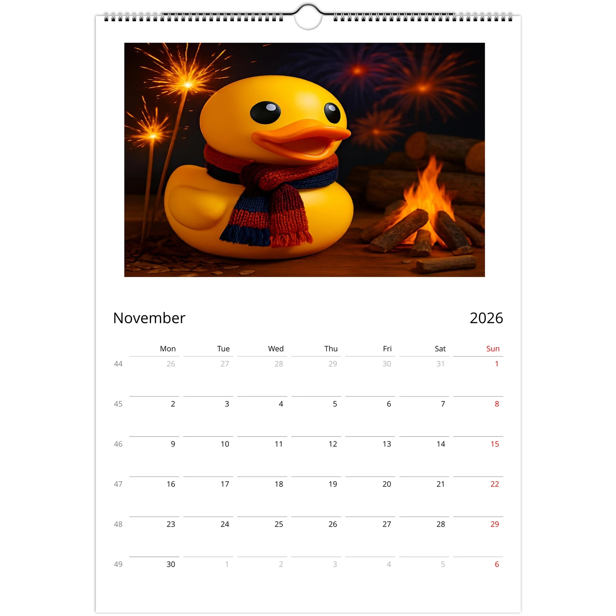 Calendar Rubber Duck Large A3 Wall Size - Perfect for Every Duck Lover - Duck Nation