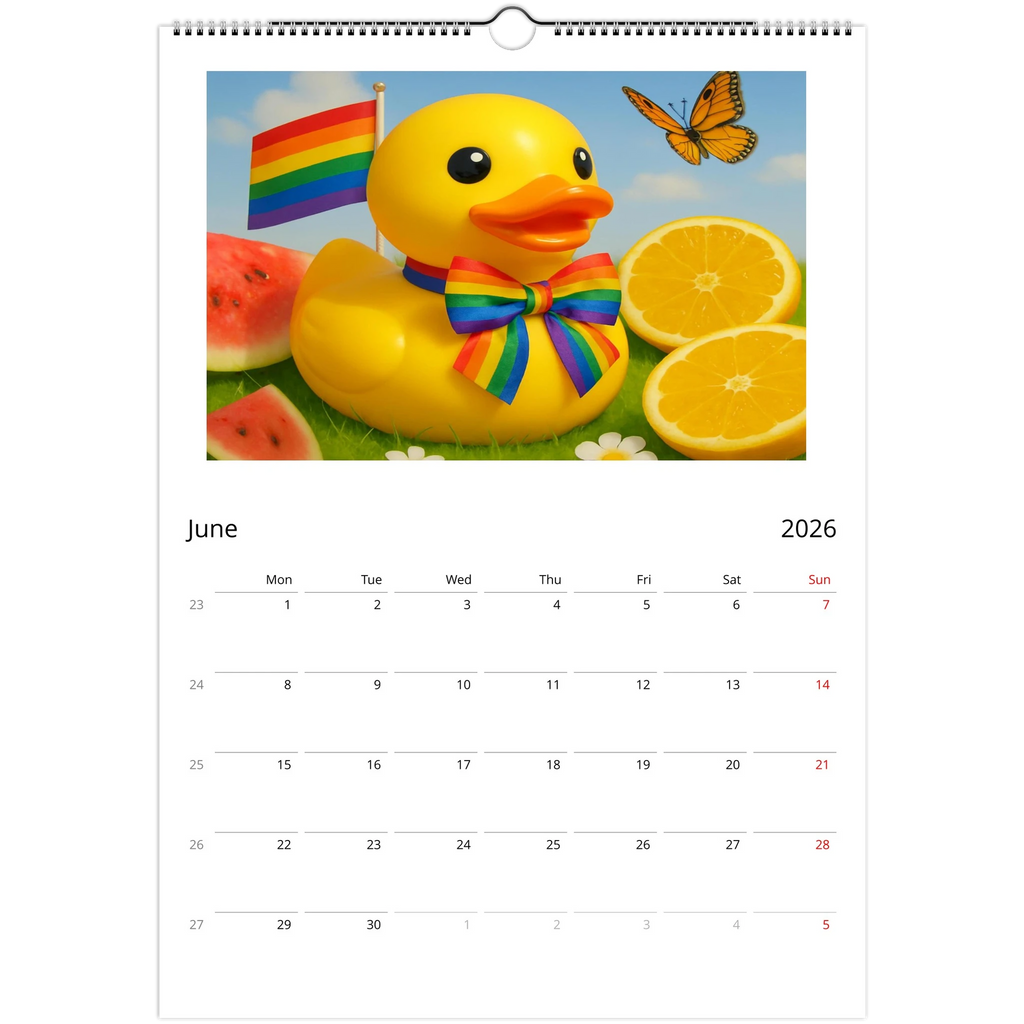 Calendar Rubber Duck Large A3 Wall Size - Perfect for Every Duck Lover - Duck Nation