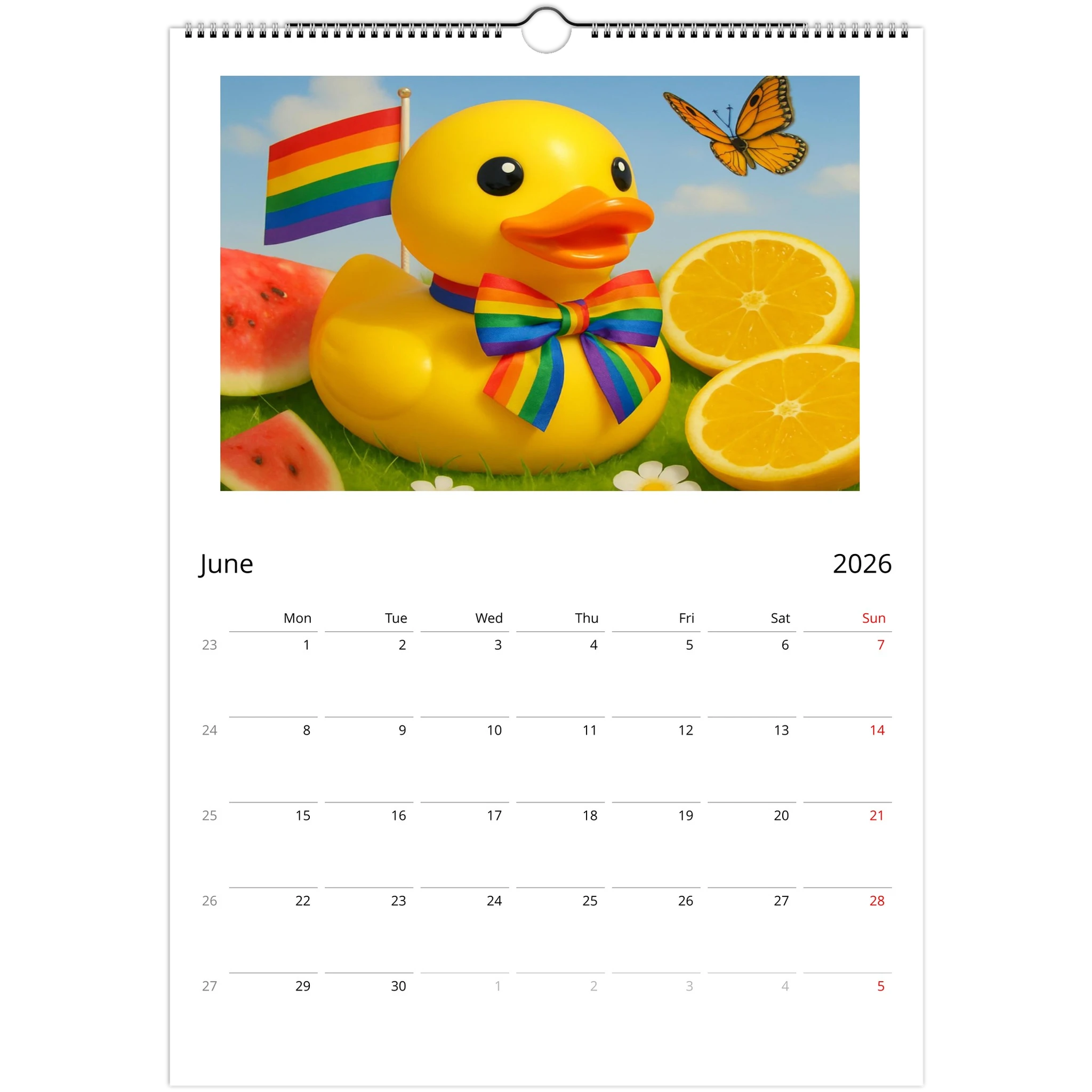 Calendar Rubber Duck Large A3 Wall Size - Perfect for Every Duck Lover - Duck Nation