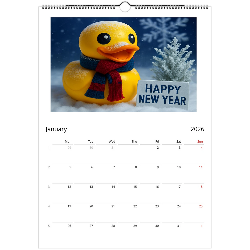 Calendar Rubber Duck Large A3 Wall Size - Perfect for Every Duck Lover - Duck Nation