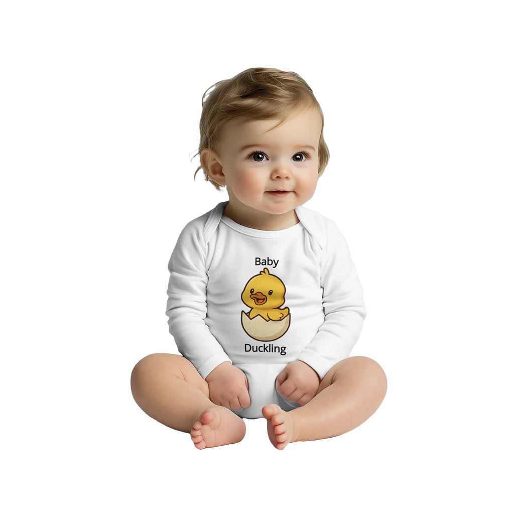 Baby Long Sleeve Baby Duckling Bodysuit White Sleepsuit - Duck Nation