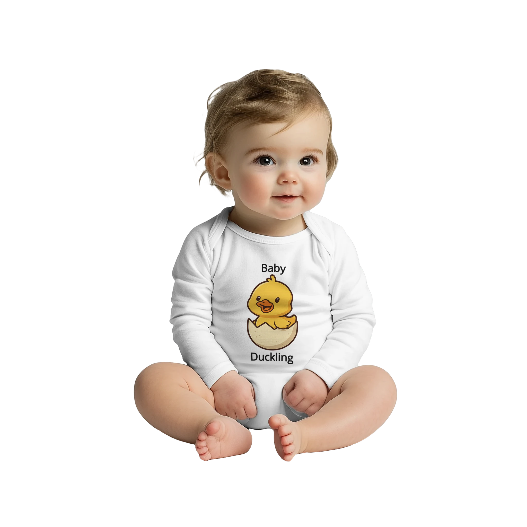 Baby Long Sleeve Baby Duckling Bodysuit White Sleepsuit - Duck Nation