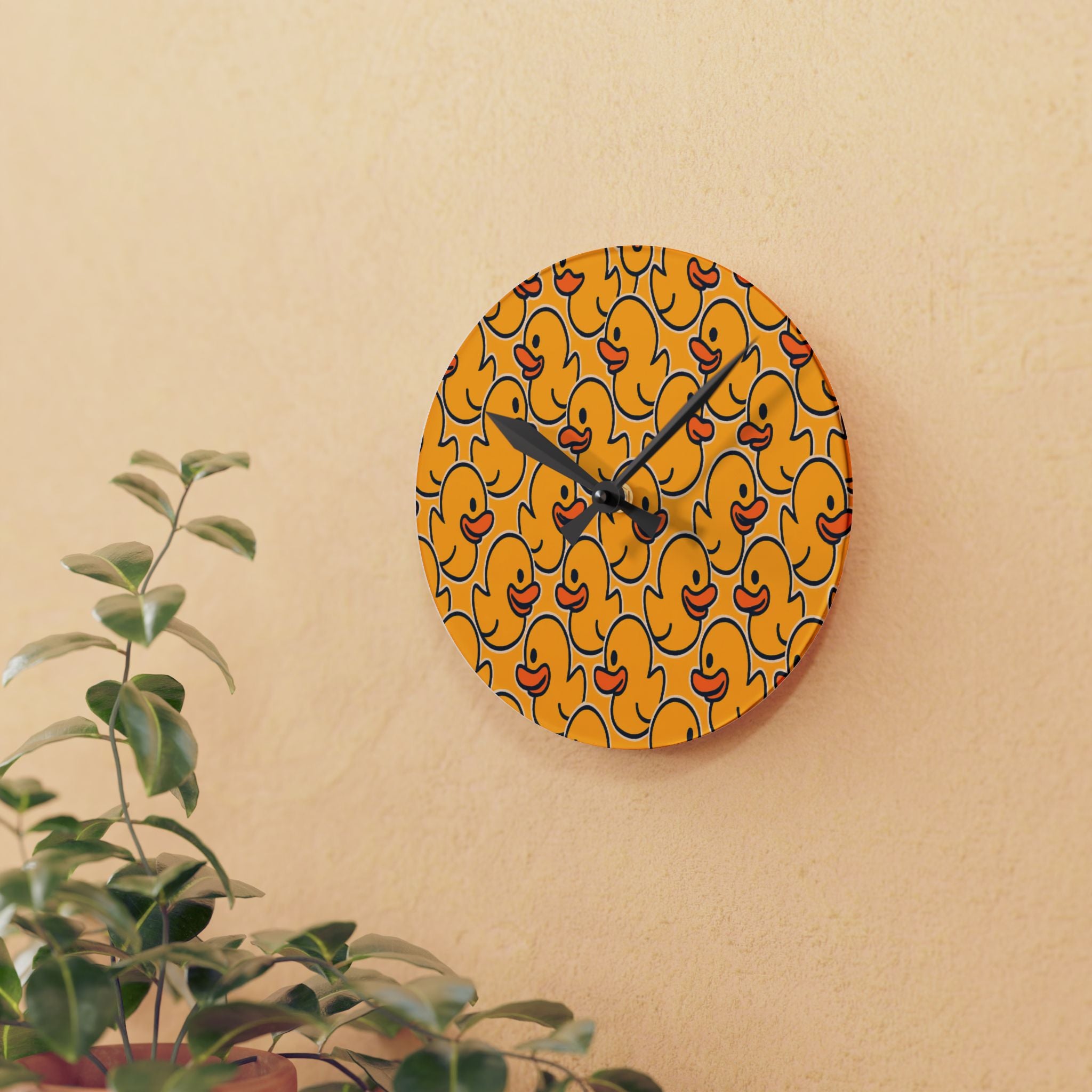 Acrylic Wall Clock — Playful Rubber Duck Pattern Decorative Clock
