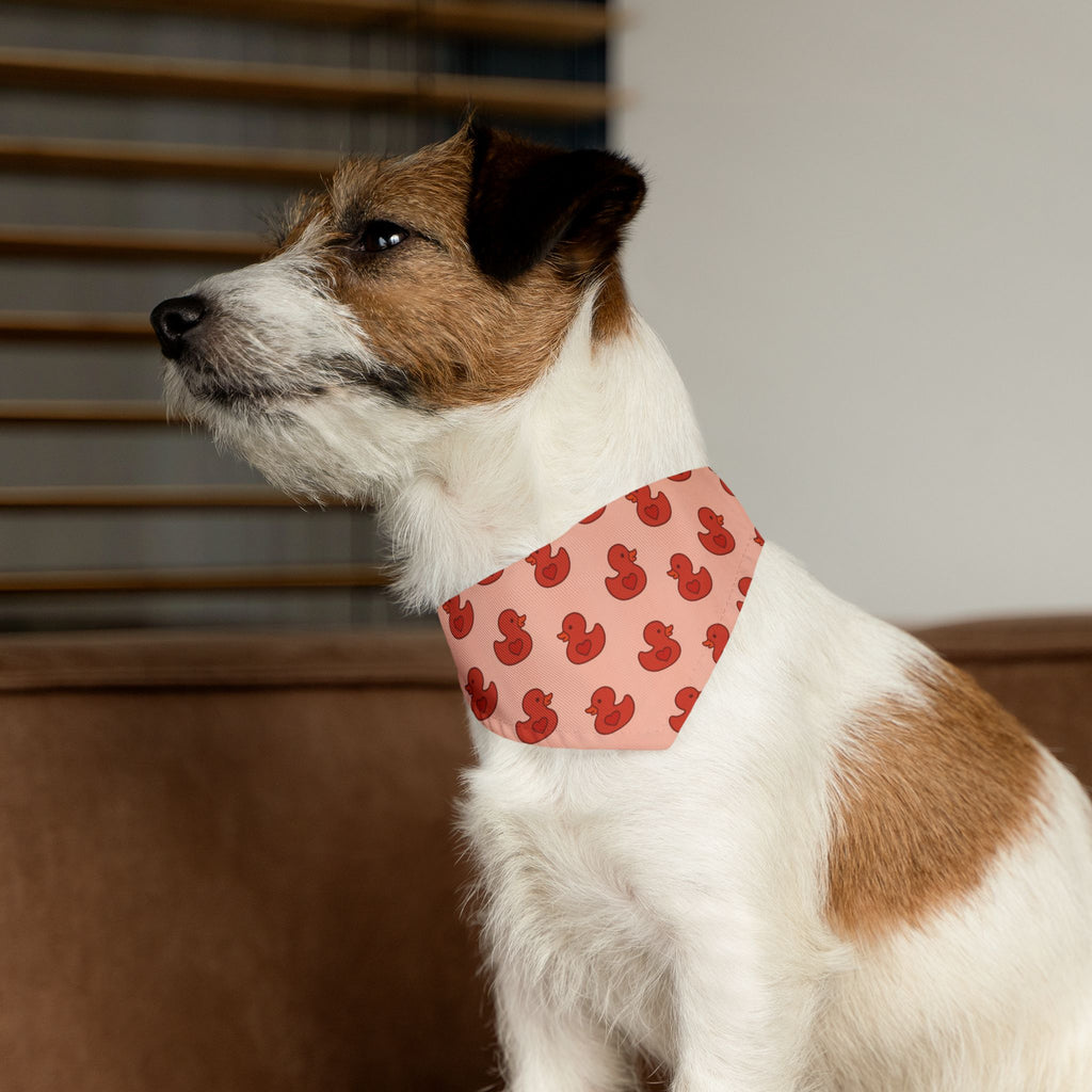 Rubber Duck Pattern Pet Bandana Collar — Cute Pink Dog & Cat Accessory
