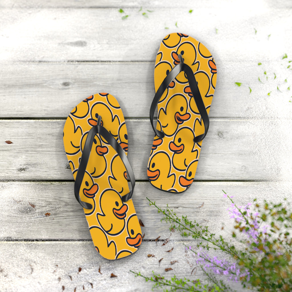 Rubber Duck Pattern Flip Flops – Cute Yellow Duck Beach Sandals