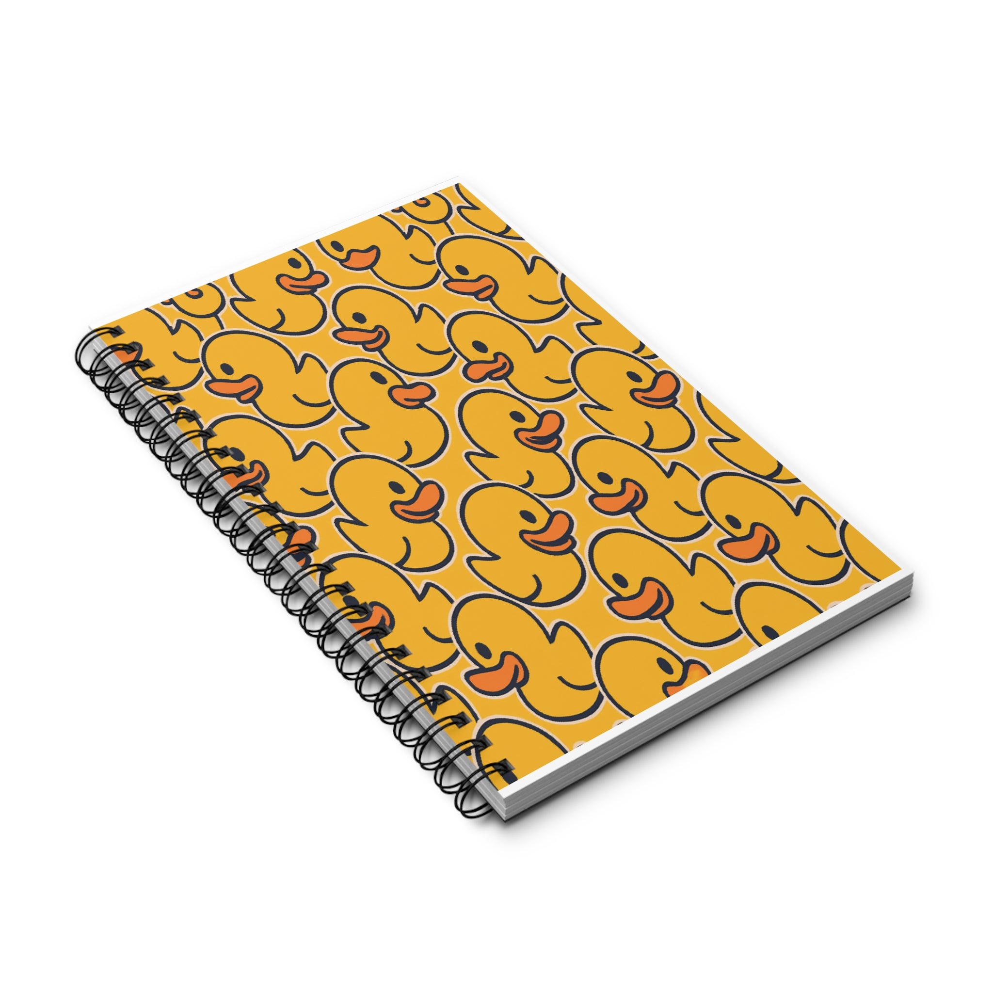 Rubber Duck Pattern Spiral Journal — Cute Yellow Duck Notebook for Kids & Stationery Lovers