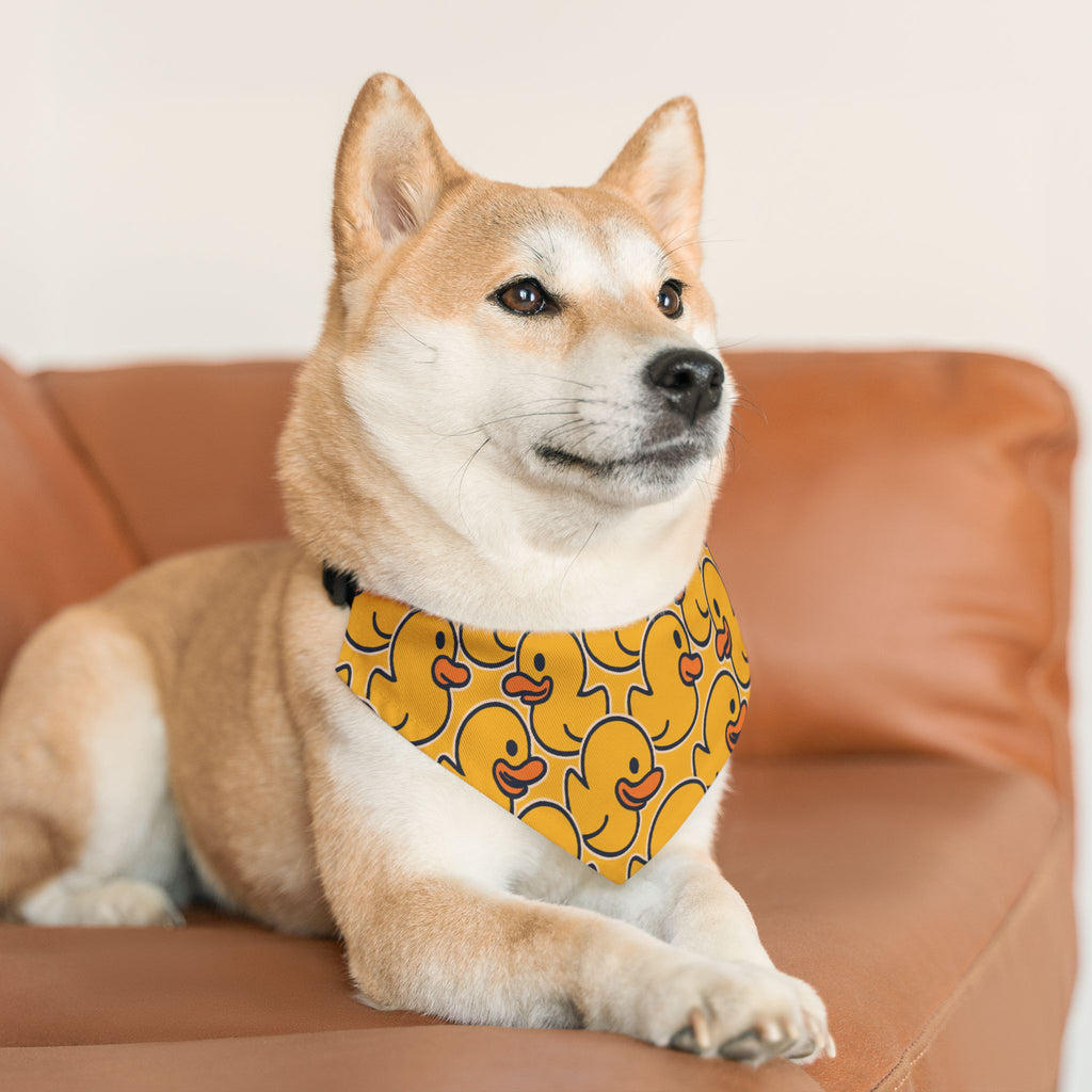 Duck Print Pet Bandana Collar — Cute Yellow Rubber Duck Pattern for Dogs & Cats