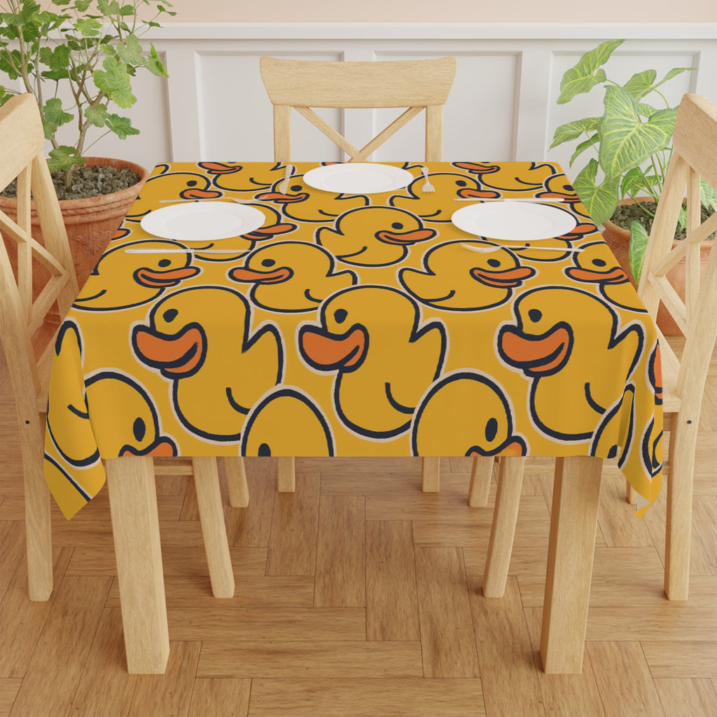 Rubber Duck Pattern Tablecloth Square — Bright Yellow Kids' party or Fun Kitchen Design