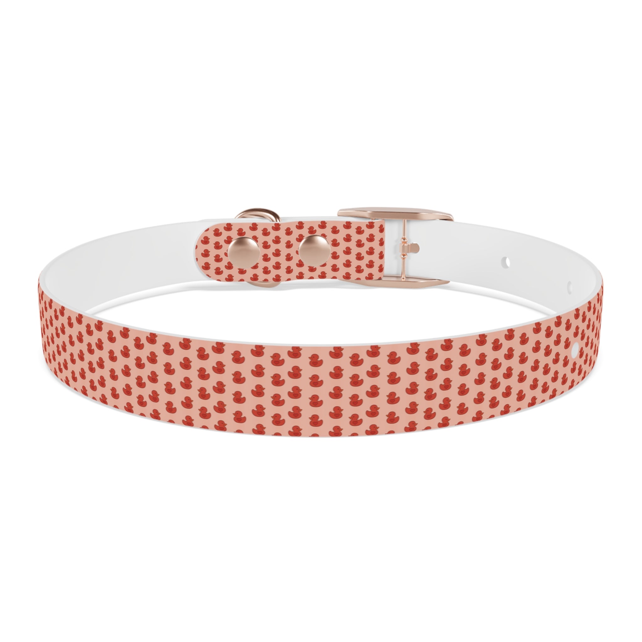 Red Rubber Duck Pattern Dog Collar — Cute Waterproof Pet Collar for Daily Walks & Gifts