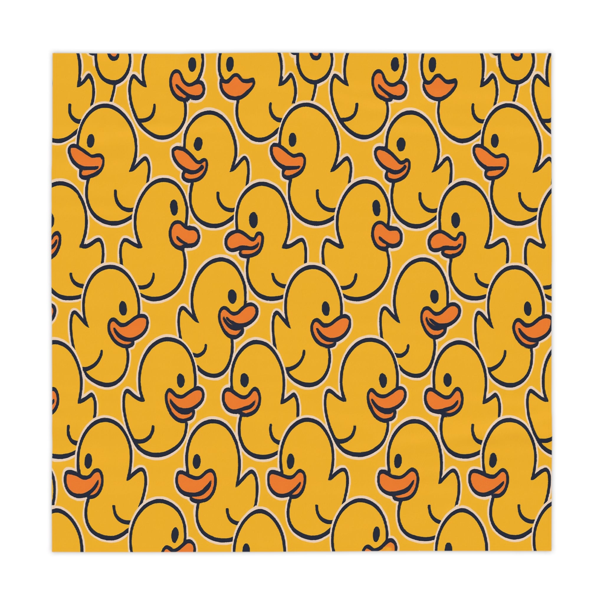 Rubber Duck Pattern Tablecloth Square — Bright Yellow Kids' party or Fun Kitchen Design