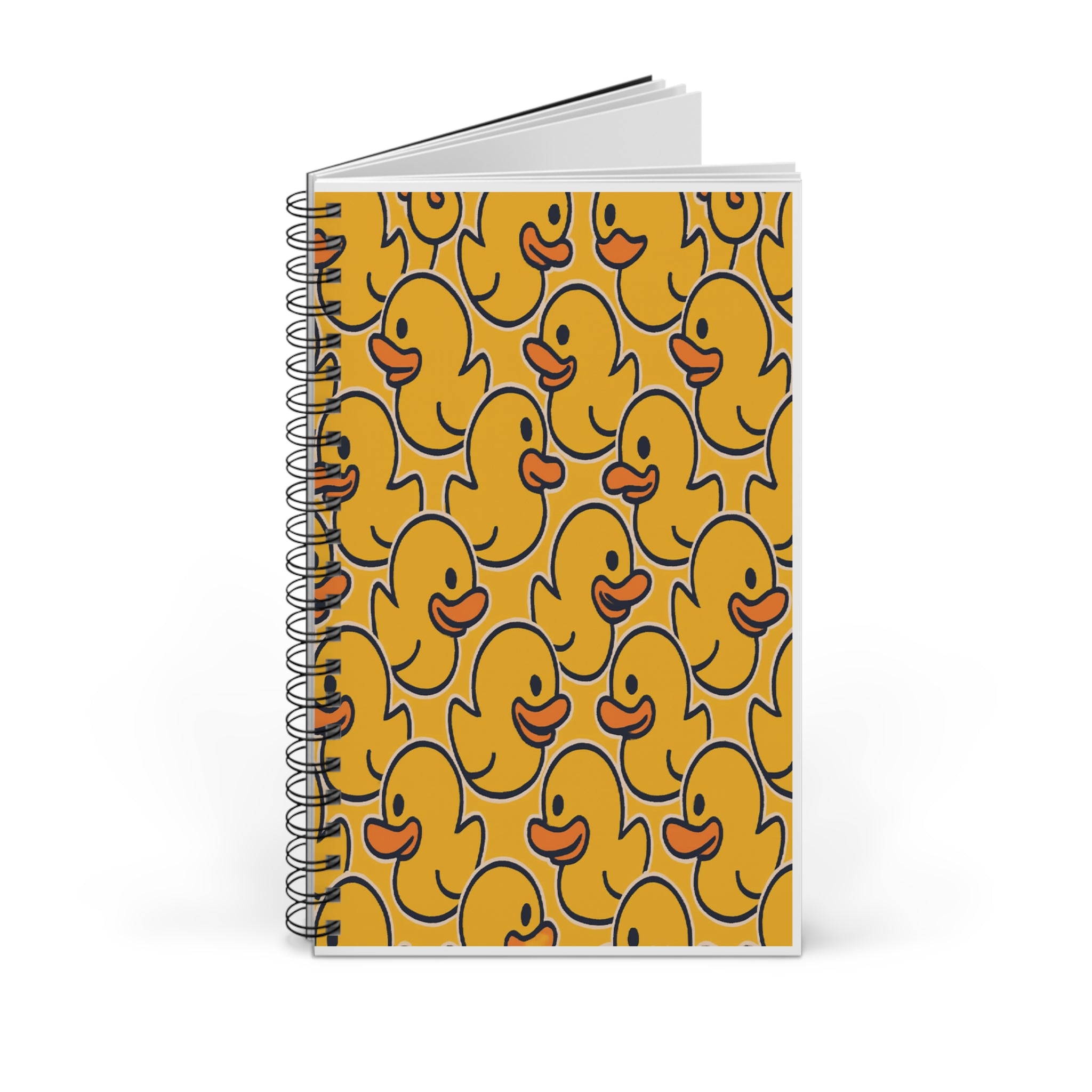 Rubber Duck Pattern Spiral Journal — Cute Yellow Duck Notebook for Kids & Stationery Lovers