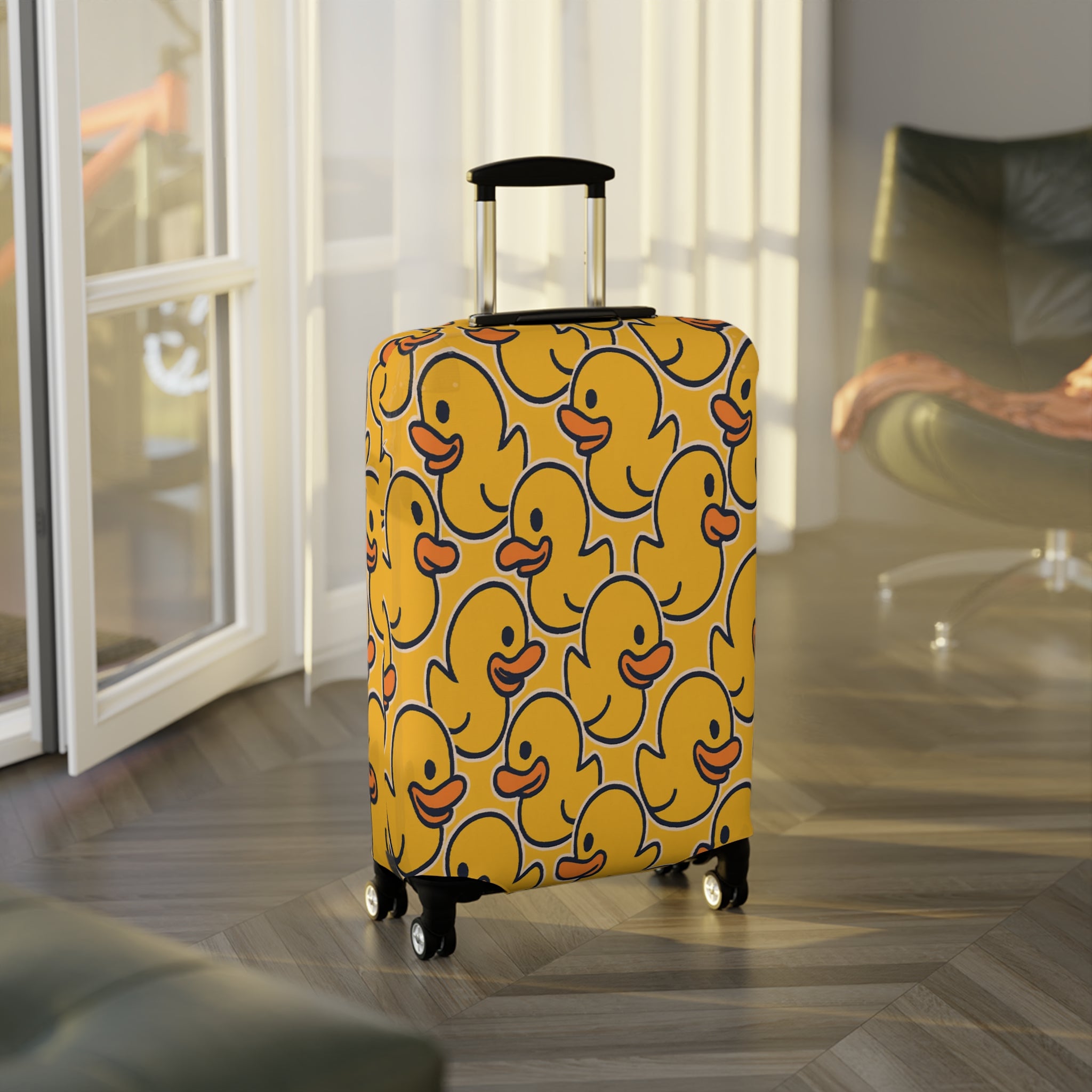 Rubber Duck Pattern Luggage Cover — Cute Yellow Travel Case Protector