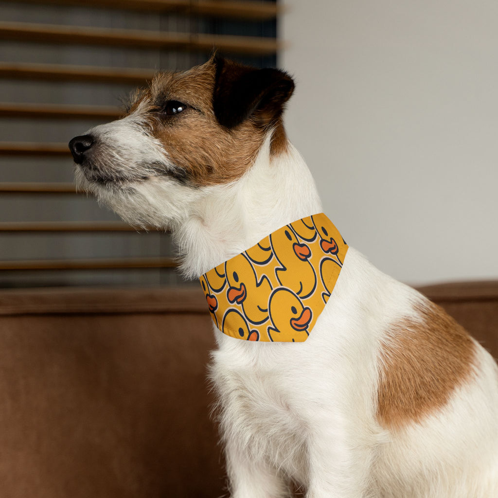 Duck Print Pet Bandana Collar — Cute Yellow Rubber Duck Pattern for Dogs & Cats