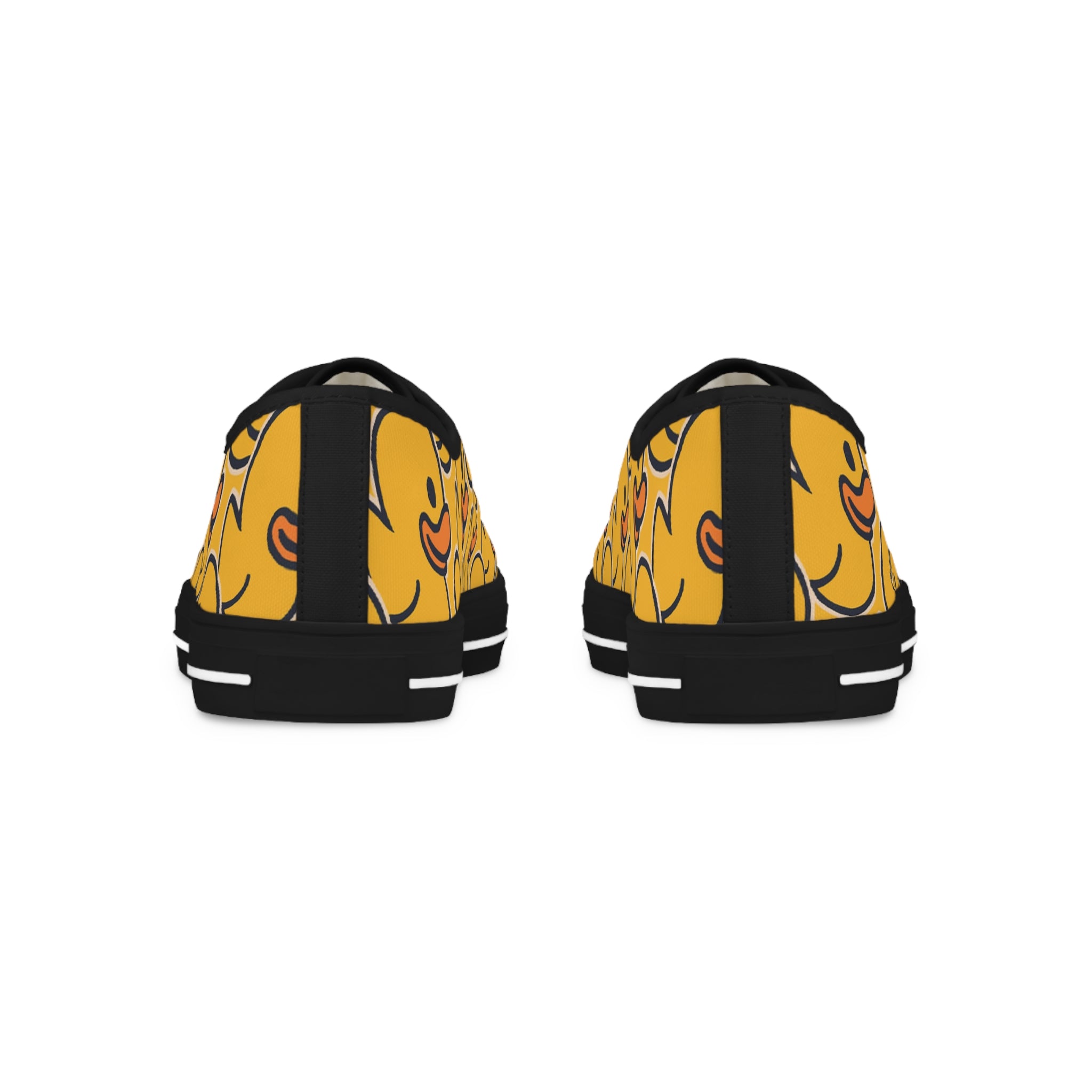 Rubber Duck Pattern Low Top Sneakers | Playful Casual Shoes - Black or White Soles