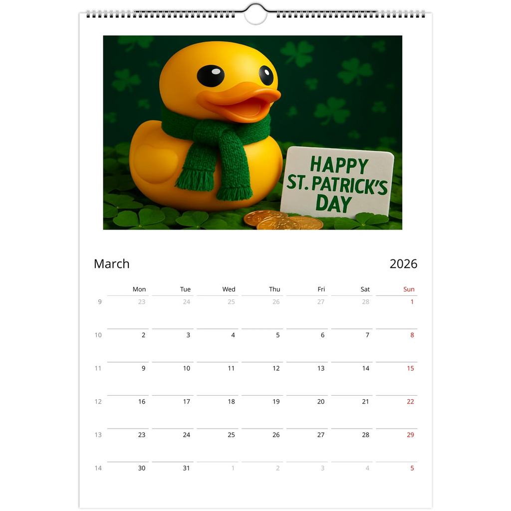 Calendar Rubber Duck Large A3 Wall Size - Perfect for Every Duck Lover - Duck Nation