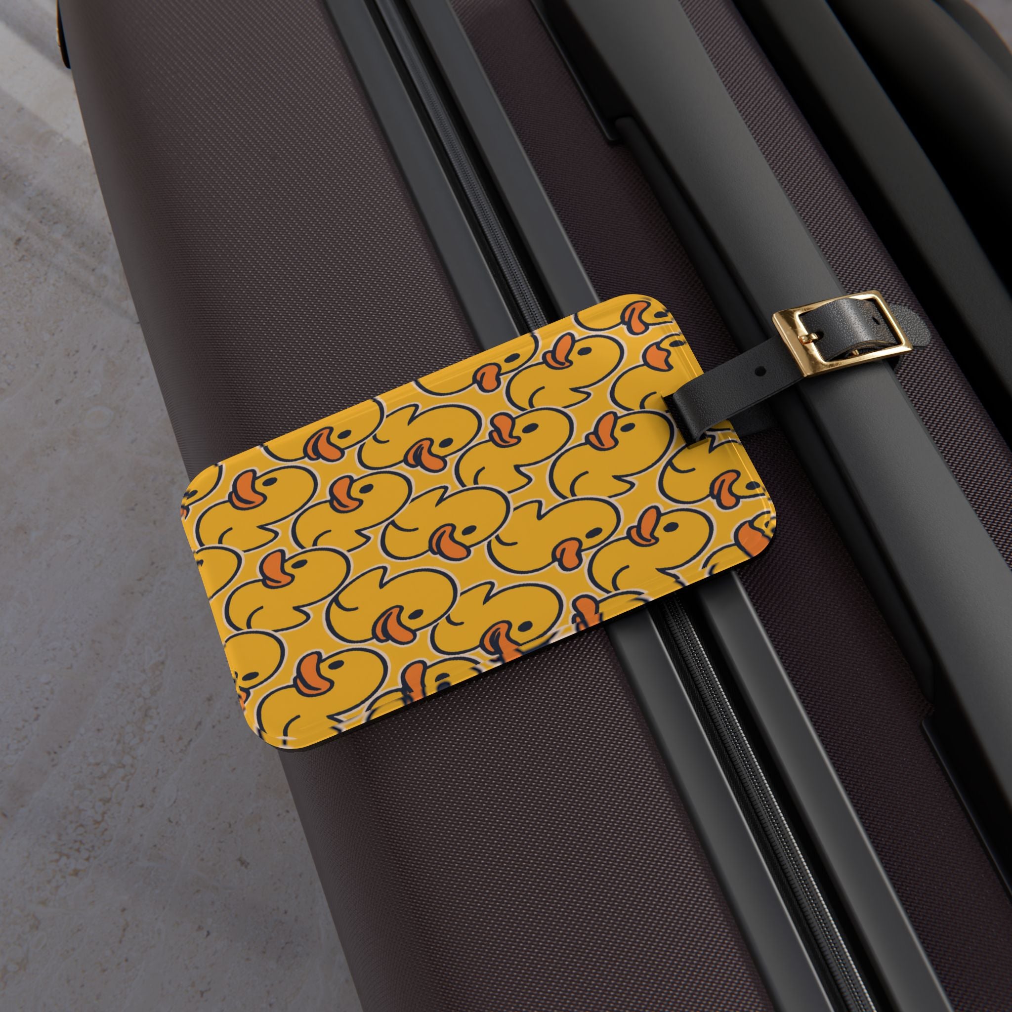 Rubber Duck Pattern Luggage Tag — Cute Yellow Duck Travel ID