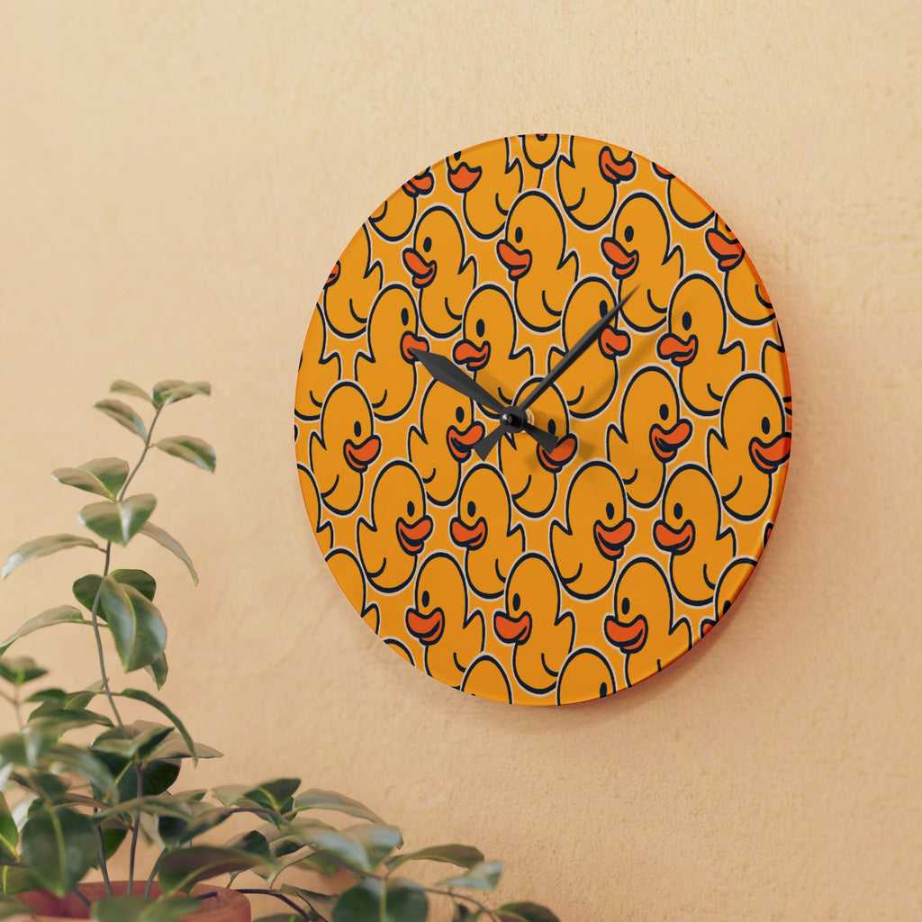 Acrylic Wall Clock — Playful Rubber Duck Pattern Decorative Clock