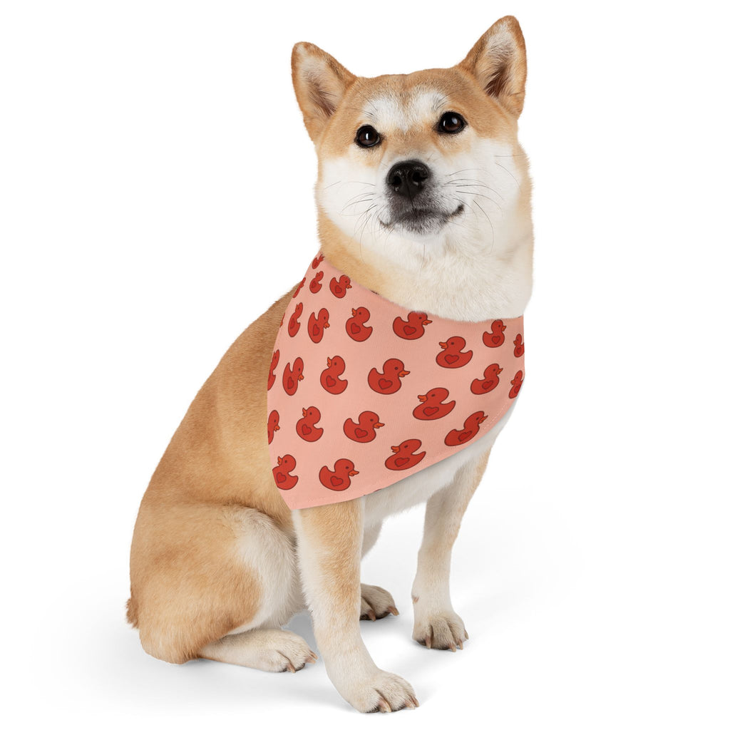 Rubber Duck Pattern Pet Bandana Collar — Cute Pink Dog & Cat Accessory