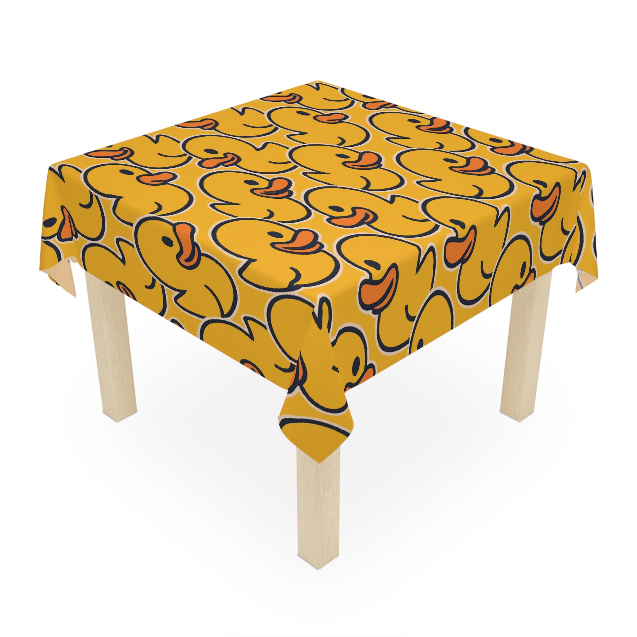 Rubber Duck Pattern Tablecloth Square — Bright Yellow Kids' party or Fun Kitchen Design