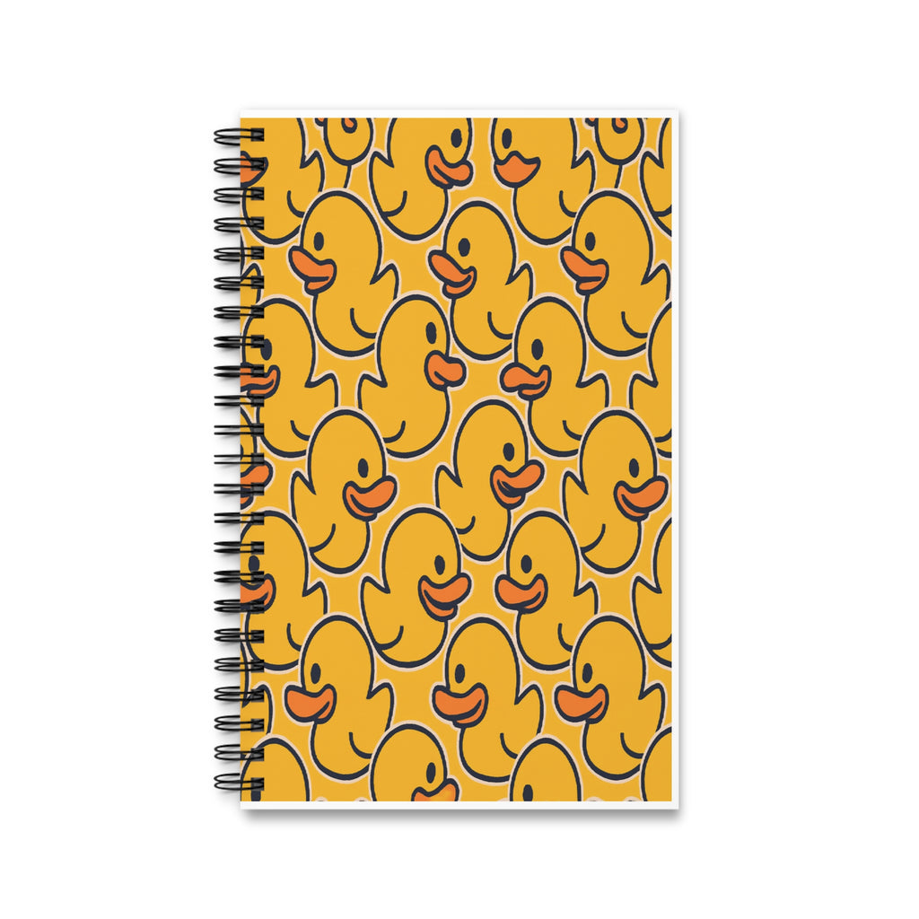 Rubber Duck Pattern Spiral Journal — Cute Yellow Duck Notebook for Kids & Stationery Lovers