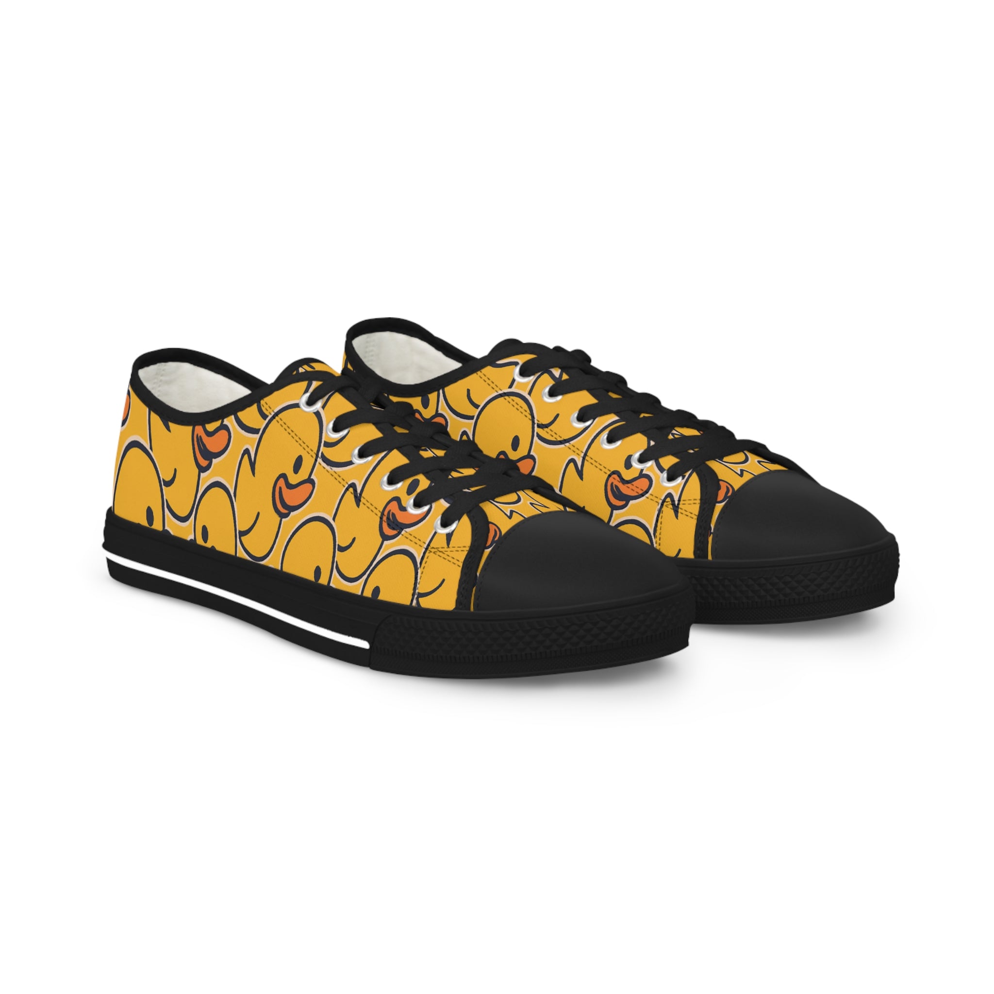 Rubber Duck Pattern Low Top Sneakers | Playful Casual Shoes - Black or White Soles