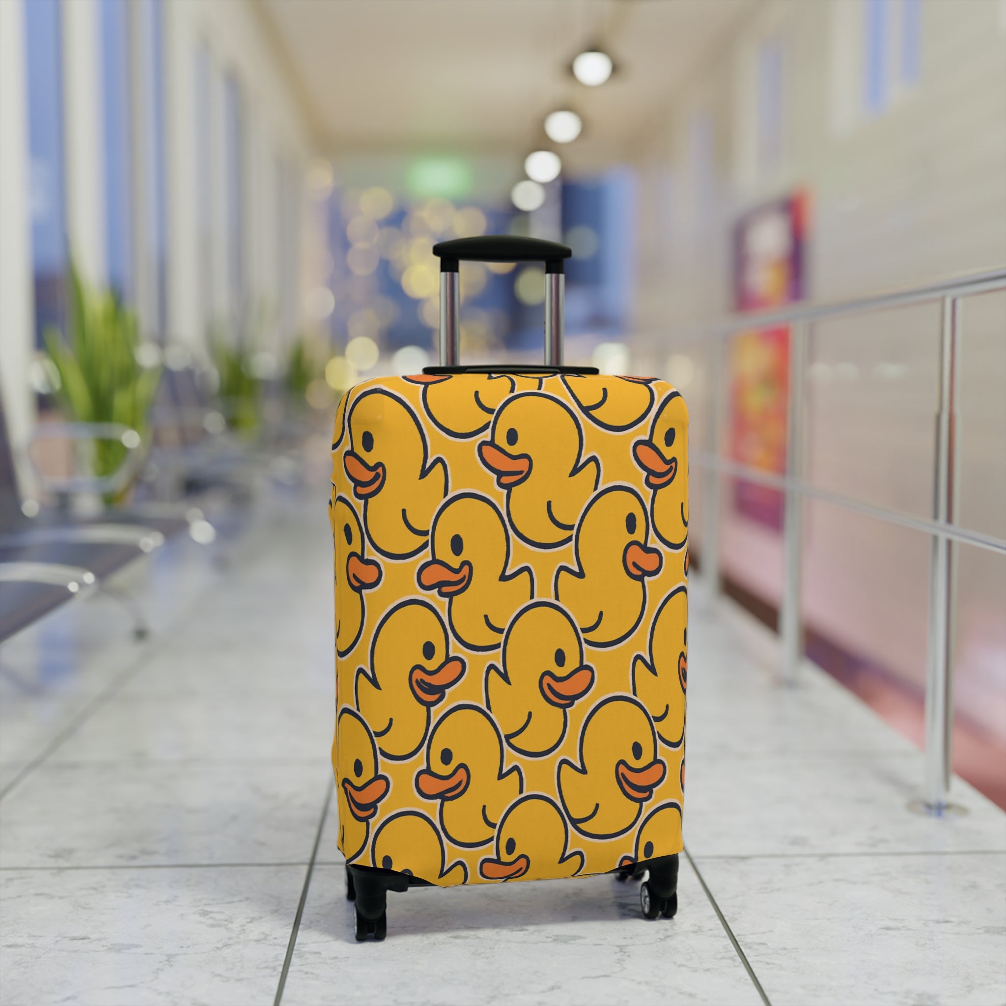 Rubber Duck Pattern Luggage Cover — Cute Yellow Travel Case Protector