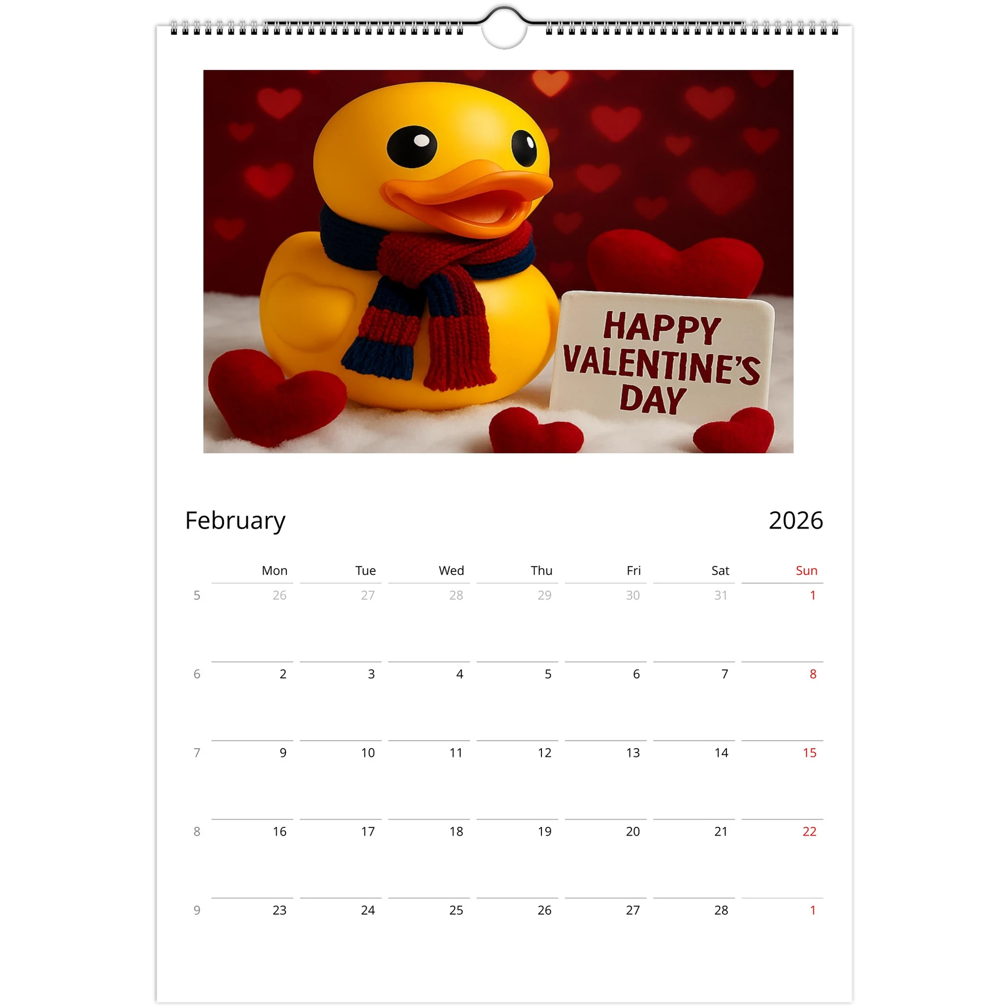 Calendar Rubber Duck Large A3 Wall Size - Perfect for Every Duck Lover - Duck Nation
