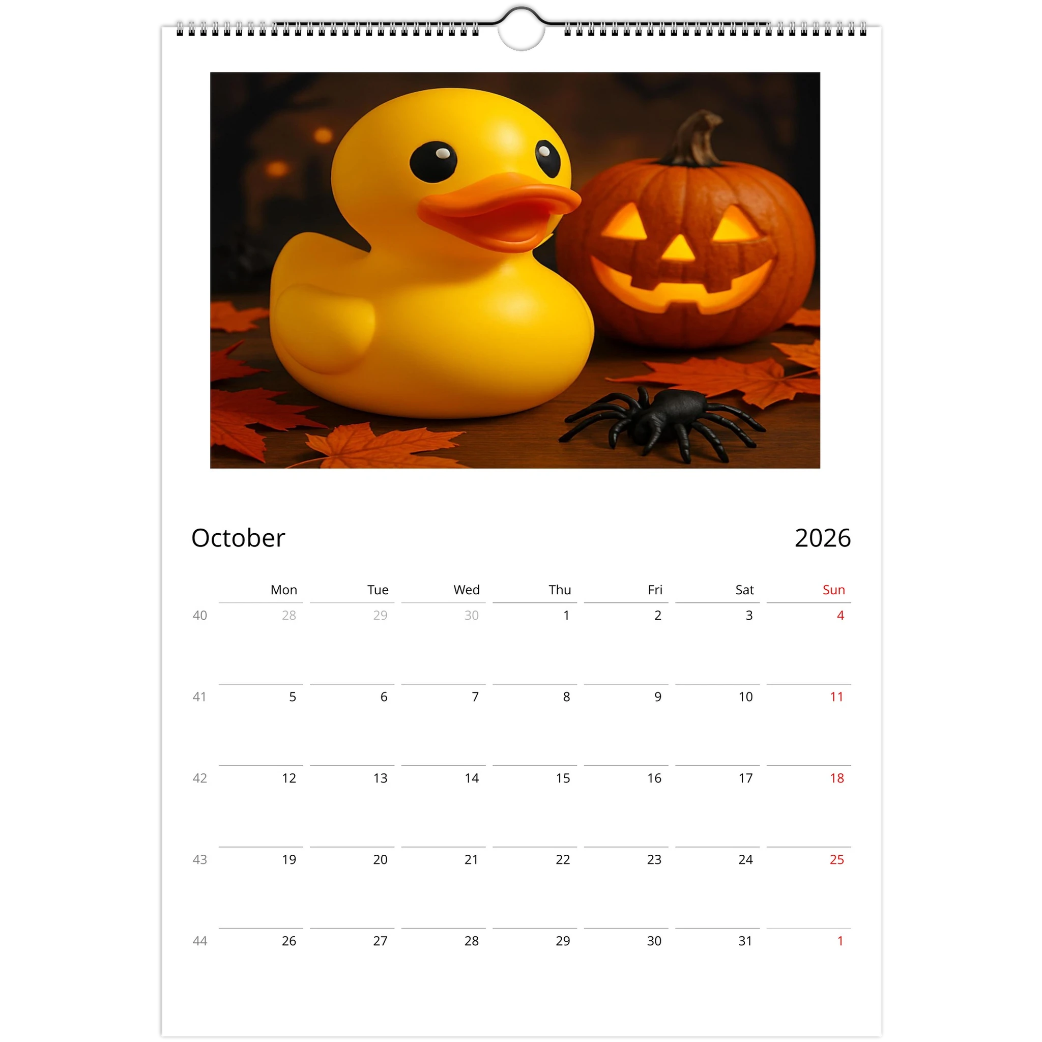 Calendar Rubber Duck Large A3 Wall Size - Perfect for Every Duck Lover - Duck Nation