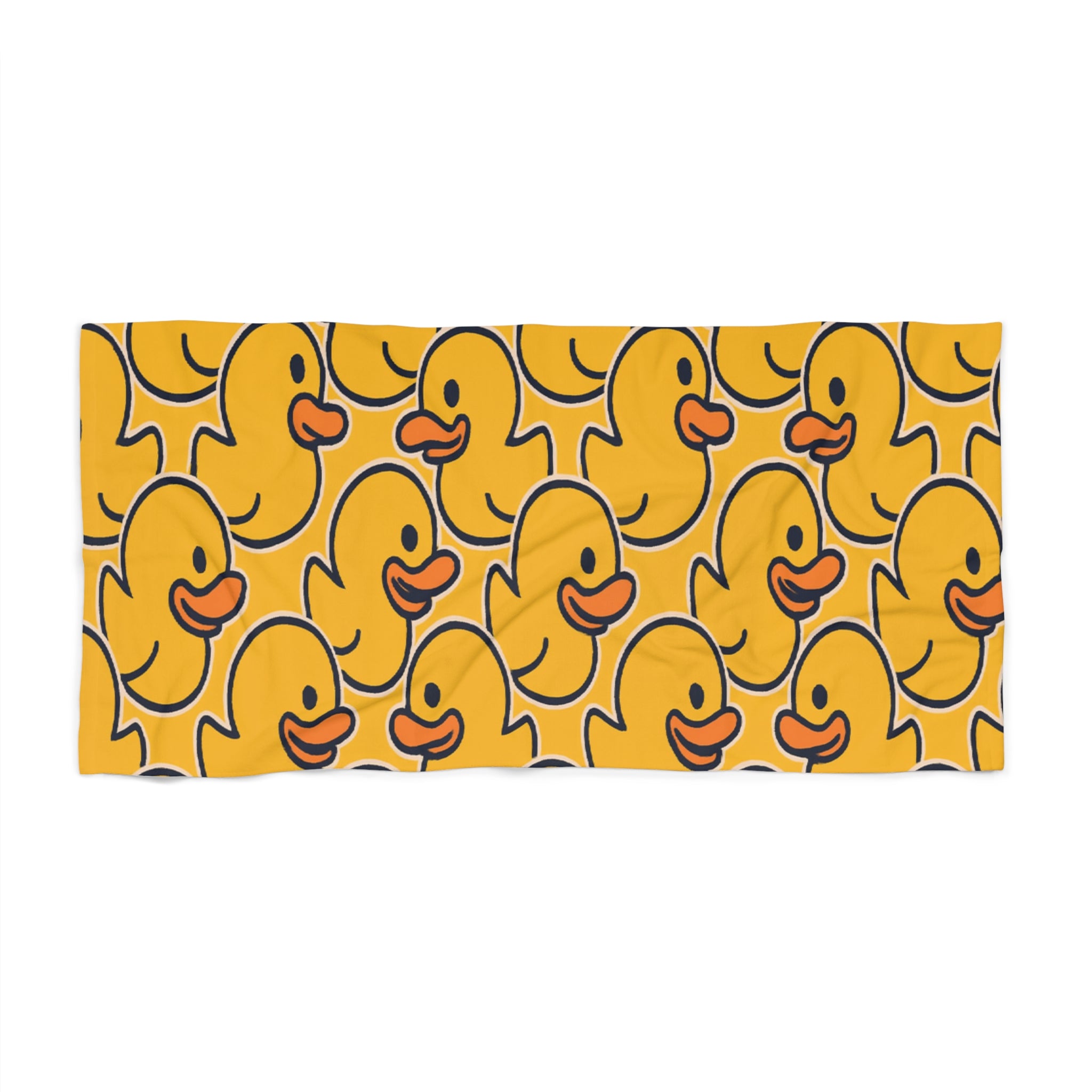 Rubber Duck Pattern Beach Towel — Bright Yellow Novelty Pool & Beach Towel
