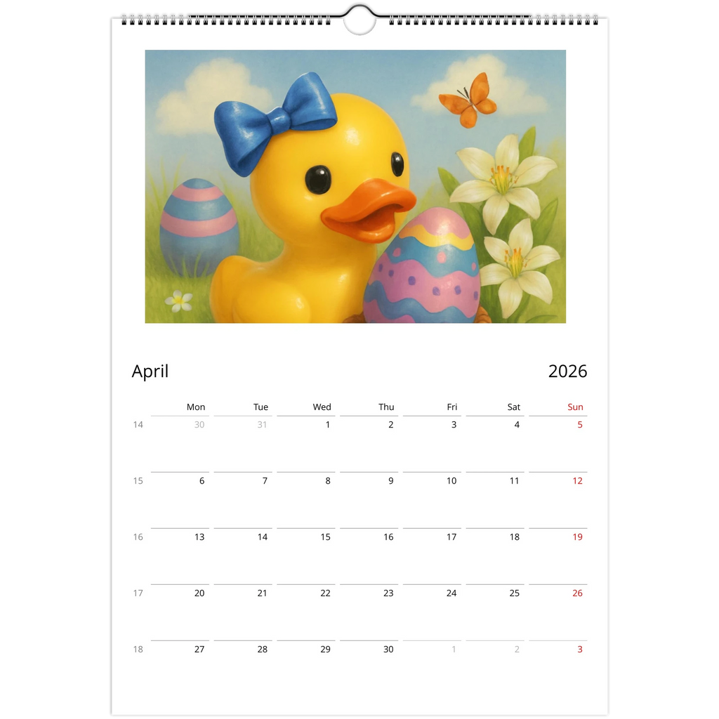 Calendar Rubber Duck Large A3 Wall Size - Perfect for Every Duck Lover - Duck Nation