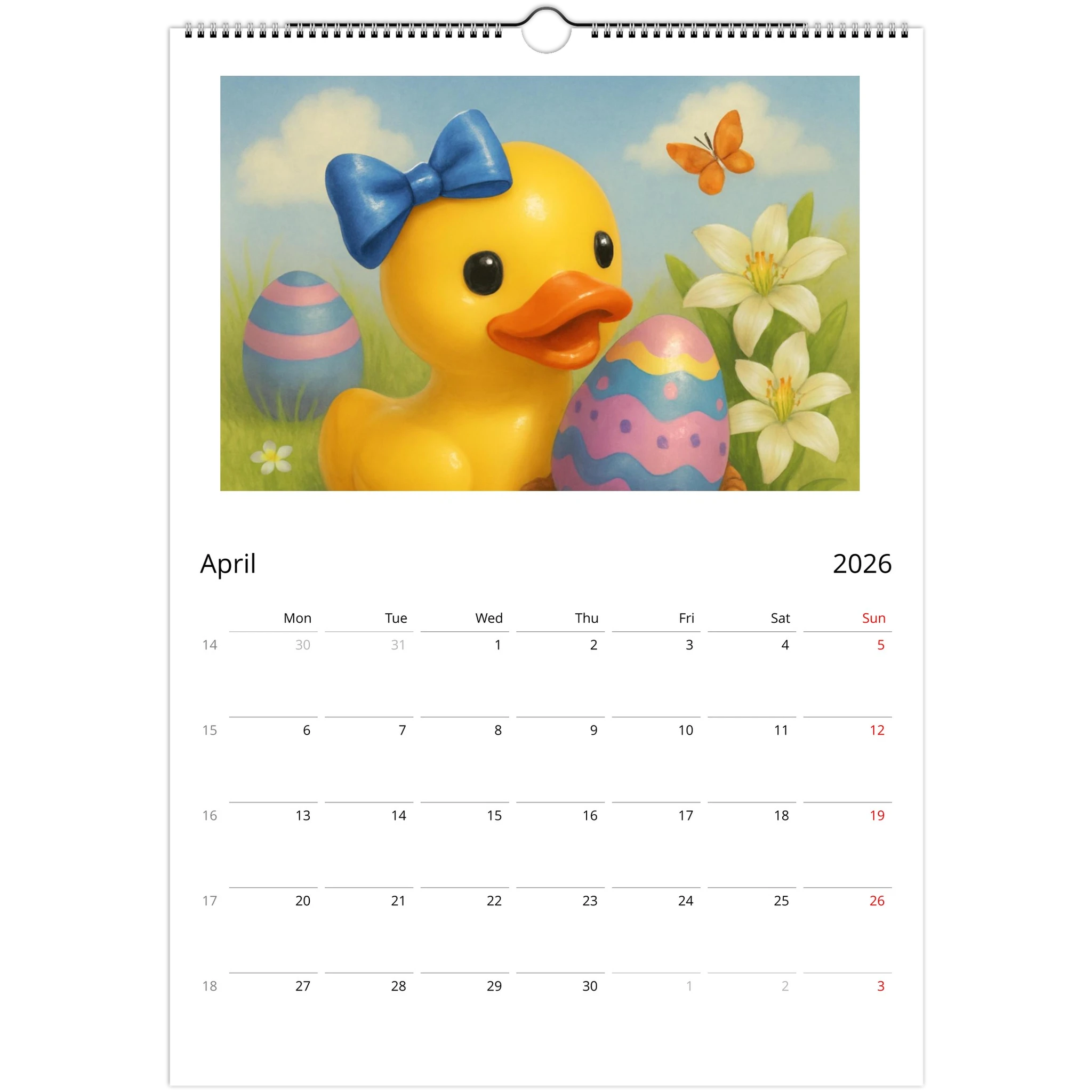 Calendar Rubber Duck Large A3 Wall Size - Perfect for Every Duck Lover - Duck Nation