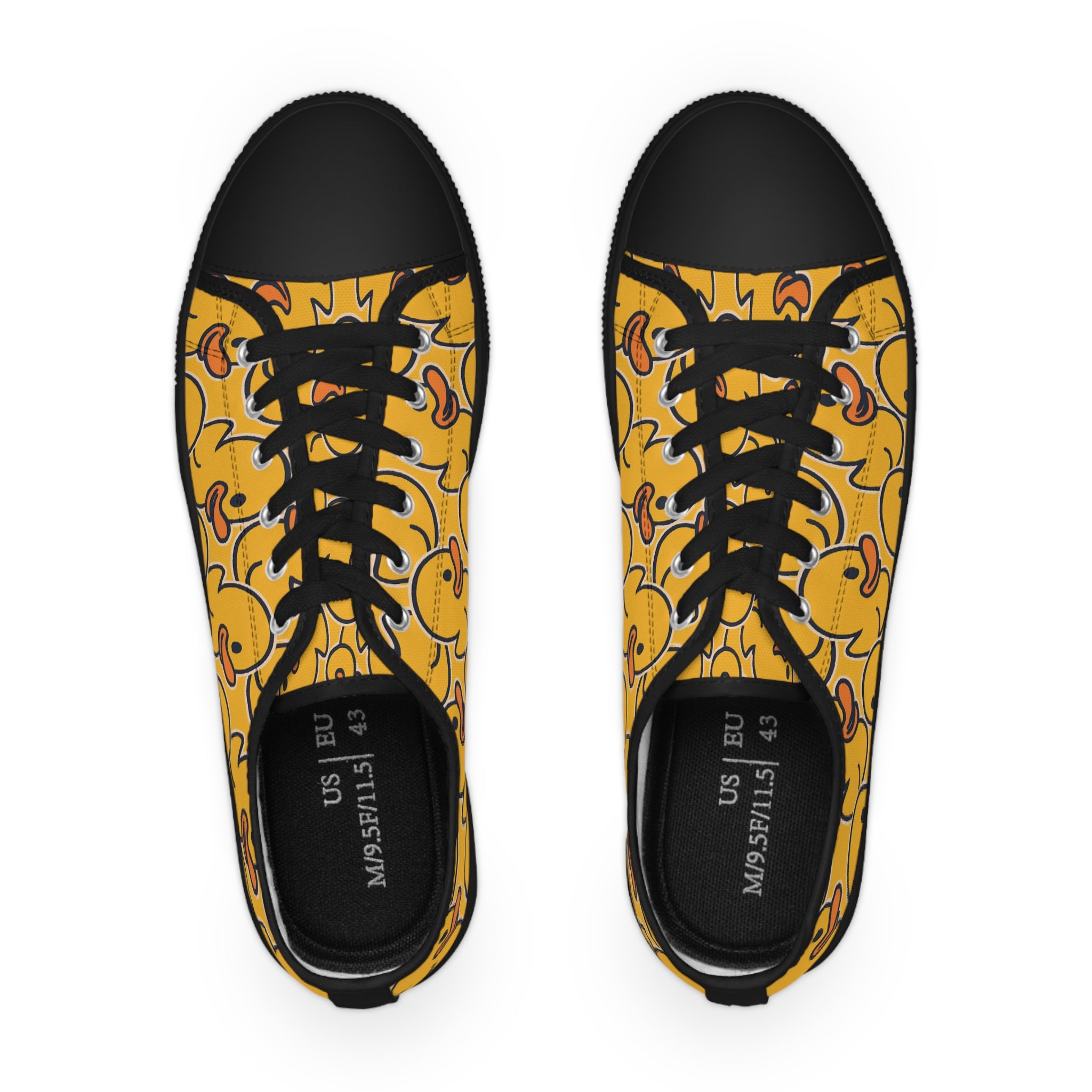 Rubber Duck Pattern Low Top Sneakers | Playful Casual Shoes - Black or White Soles