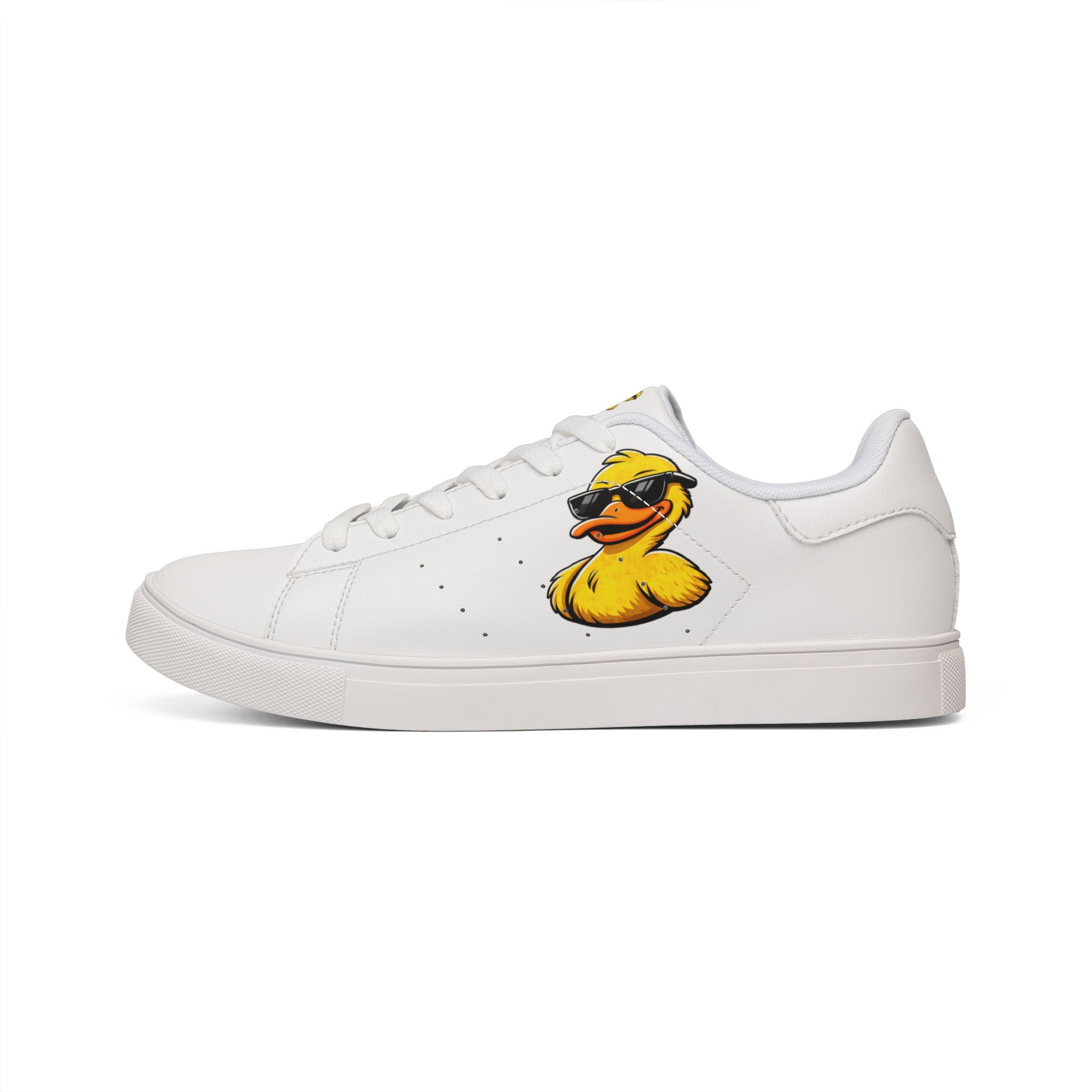 Leather Sneakers — Cool Sunglasses Rubber Duck Graphic