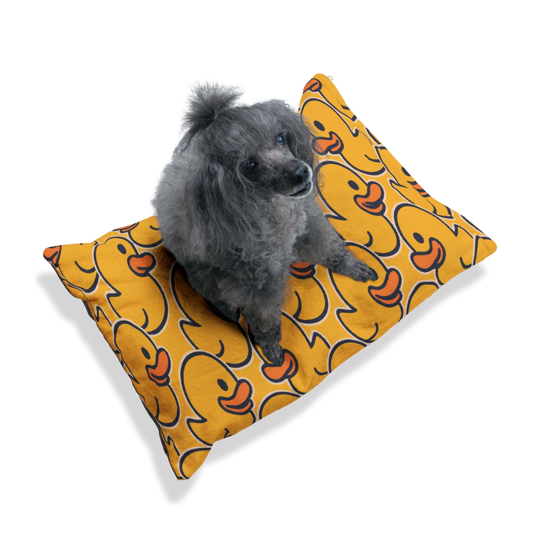 Rubber Duck Pattern Pet Bed — Cute Yellow Duck Dog & Cat Cushion