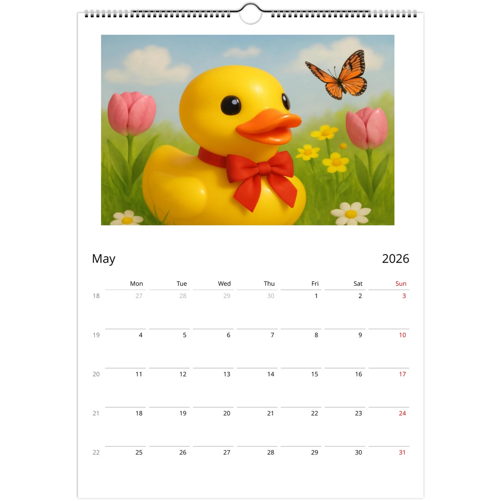 Calendar Rubber Duck Large A3 Wall Size - Perfect for Every Duck Lover - Duck Nation