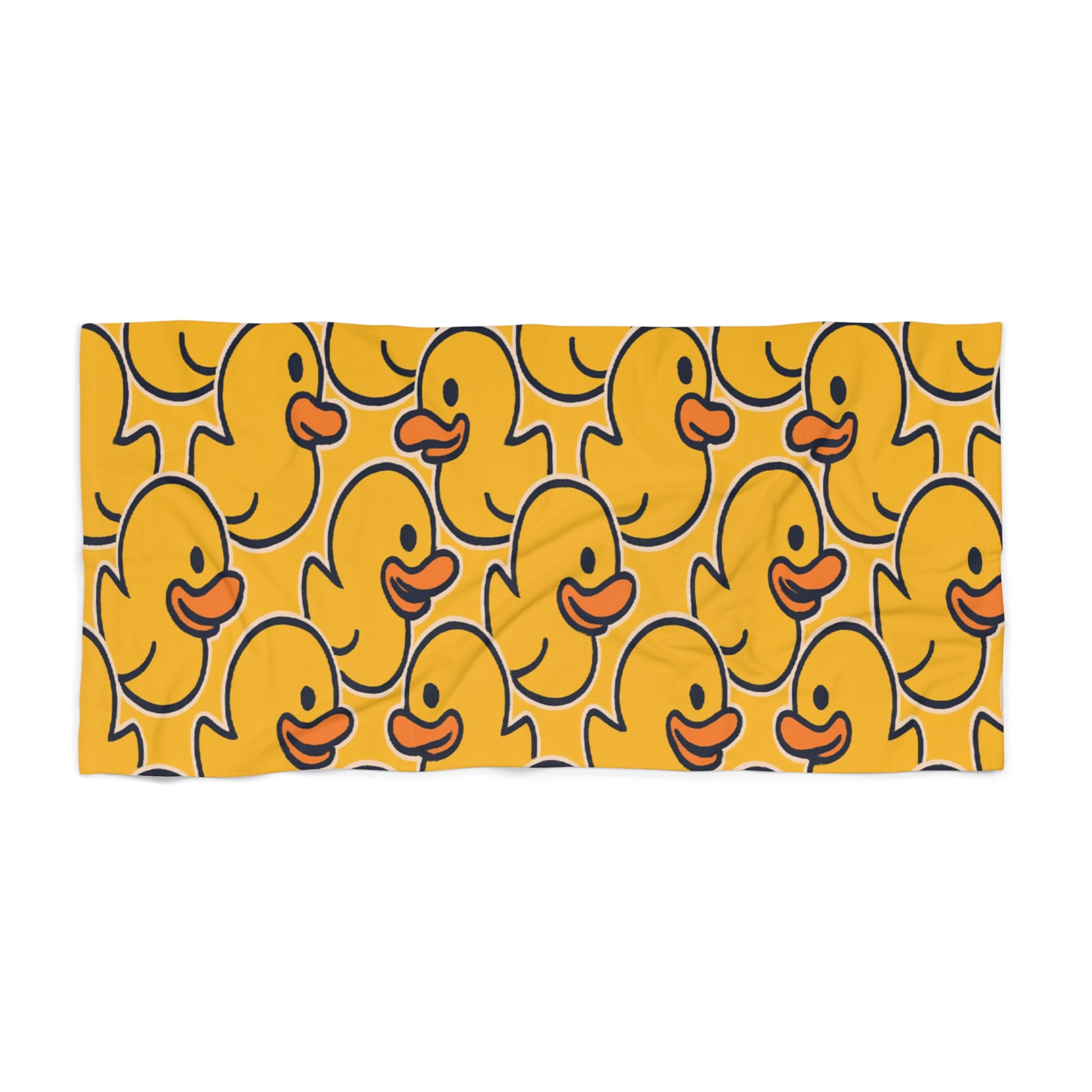 Rubber Duck Pattern Beach Towel — Bright Yellow Novelty Pool & Beach Towel