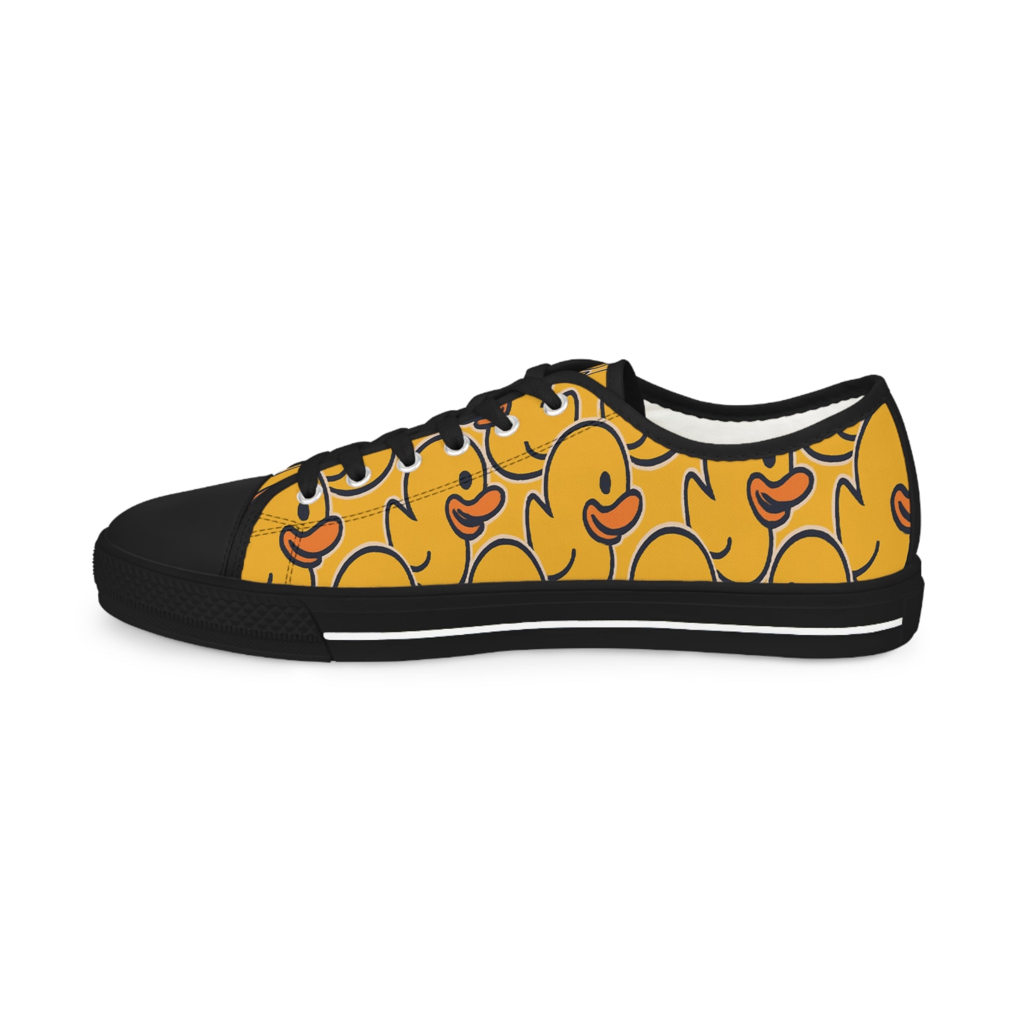 Rubber Duck Pattern Low Top Sneakers | Playful Casual Shoes - Black or White Soles