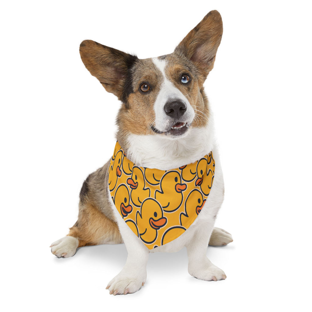 Duck Print Pet Bandana Collar — Cute Yellow Rubber Duck Pattern for Dogs & Cats