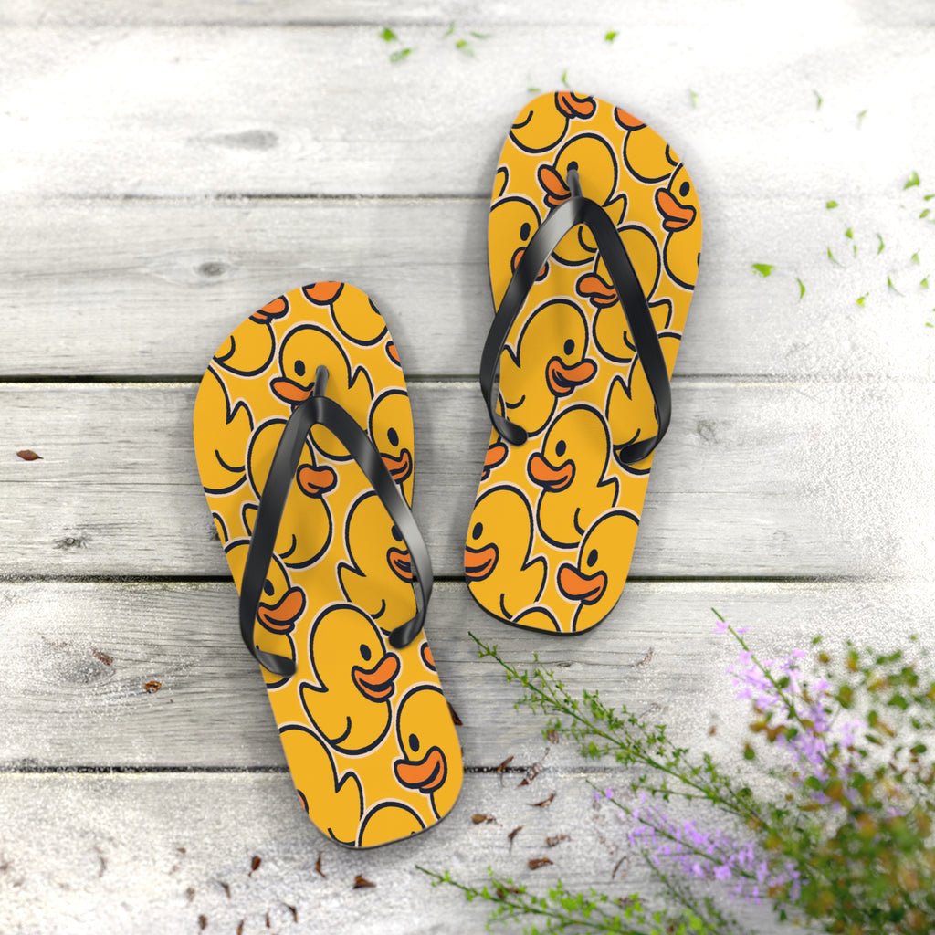 Rubber Duck Pattern Flip Flops – Cute Yellow Duck Beach Sandals