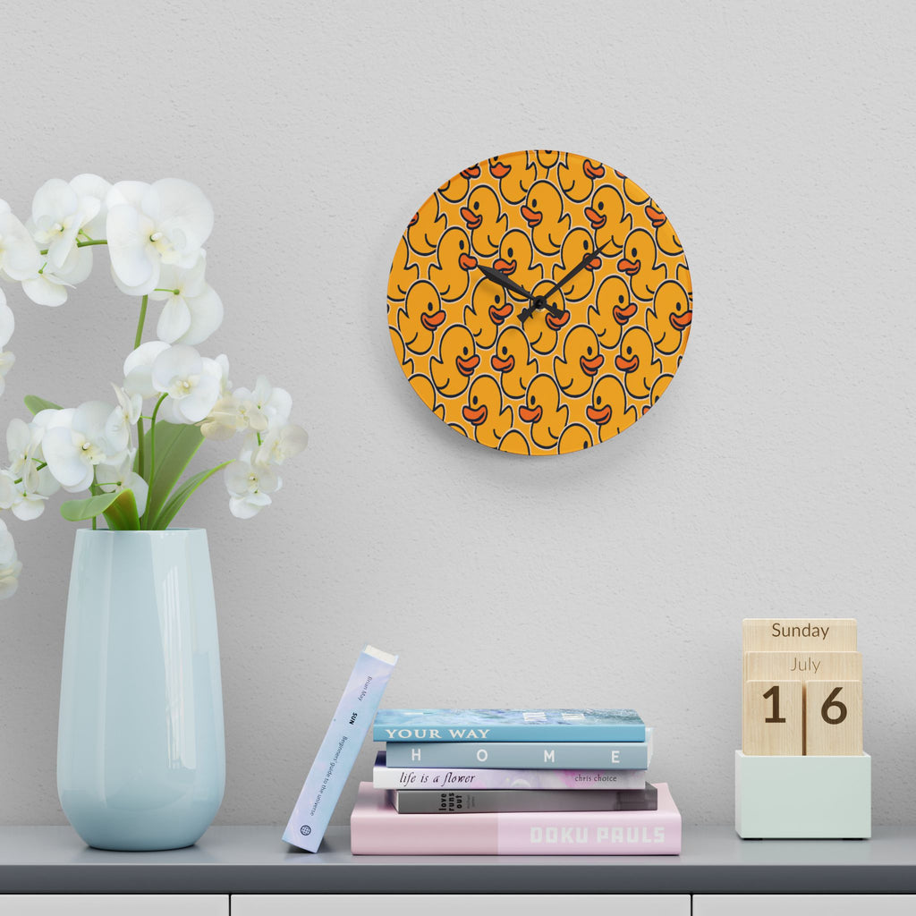 Acrylic Wall Clock — Playful Rubber Duck Pattern Decorative Clock