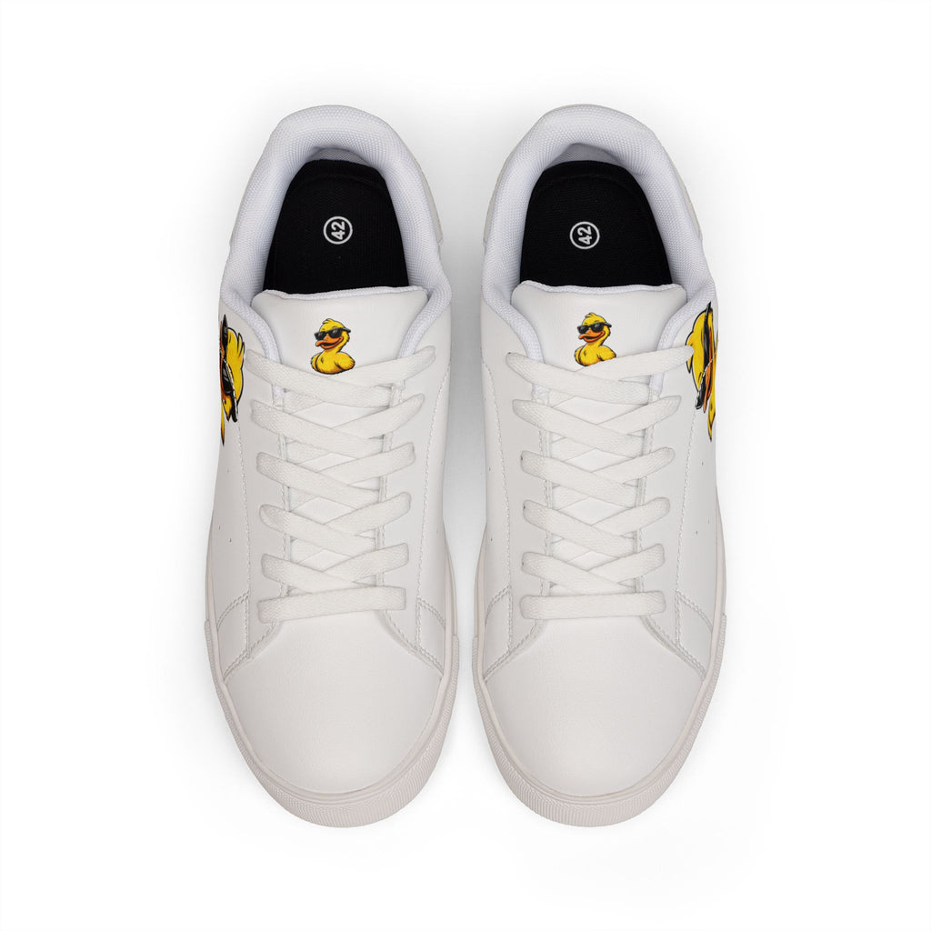 Leather Sneakers — Cool Sunglasses Rubber Duck Graphic