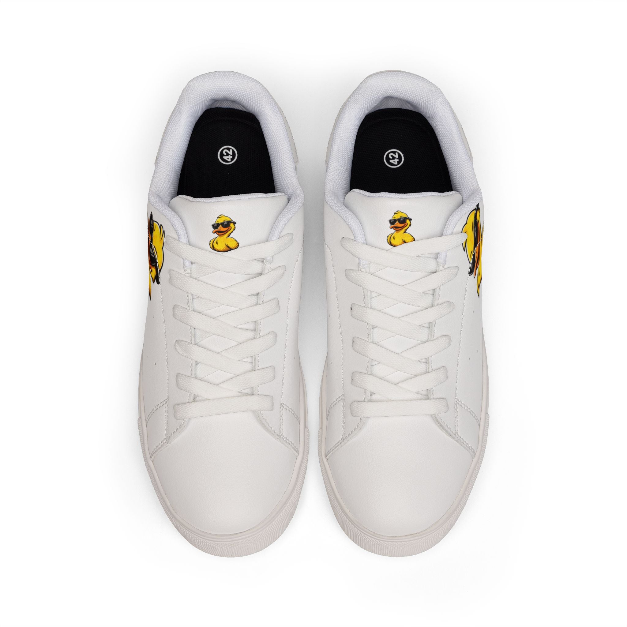 Leather Sneakers — Cool Sunglasses Rubber Duck Graphic