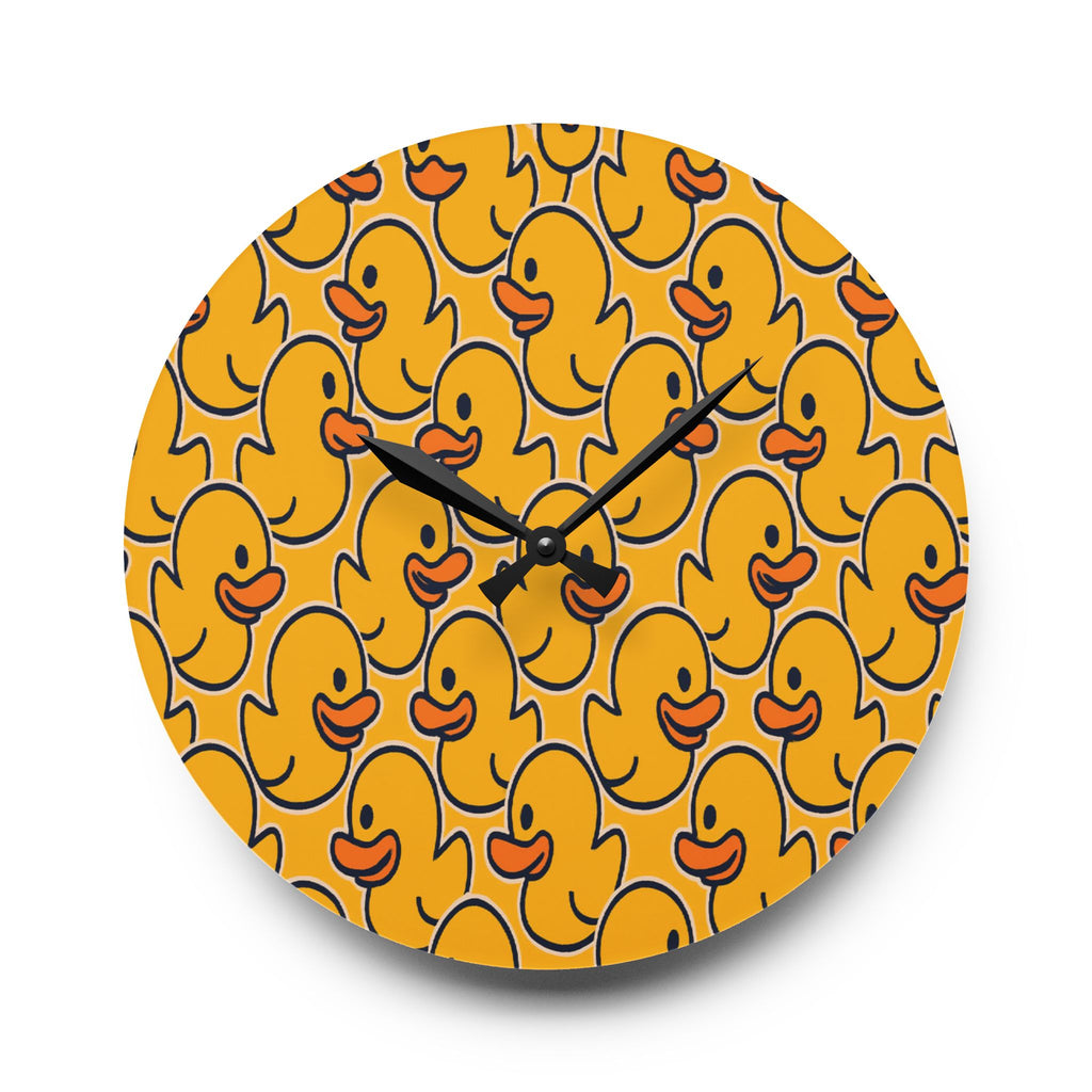 Acrylic Wall Clock — Playful Rubber Duck Pattern Decorative Clock