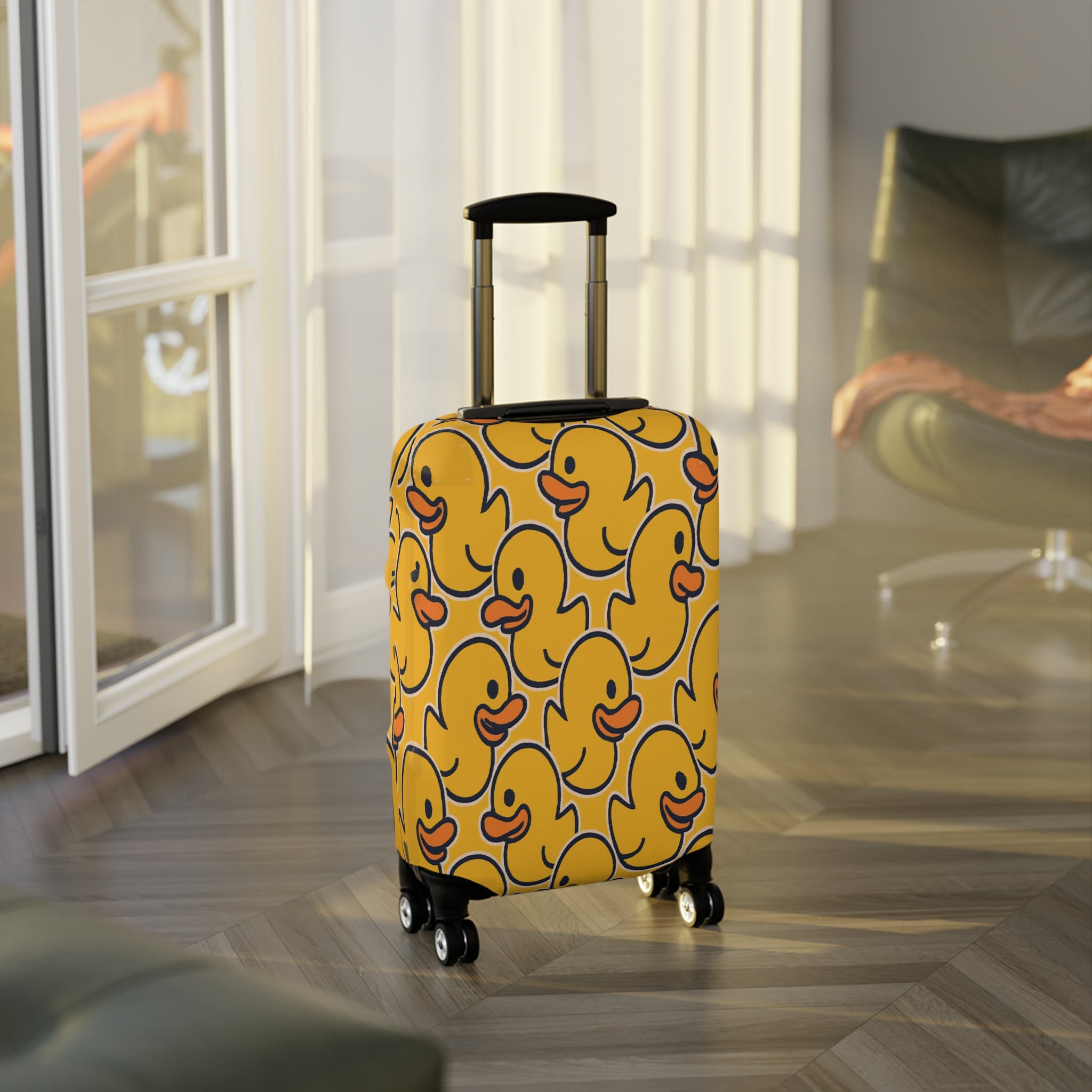 Rubber Duck Pattern Luggage Cover — Cute Yellow Travel Case Protector