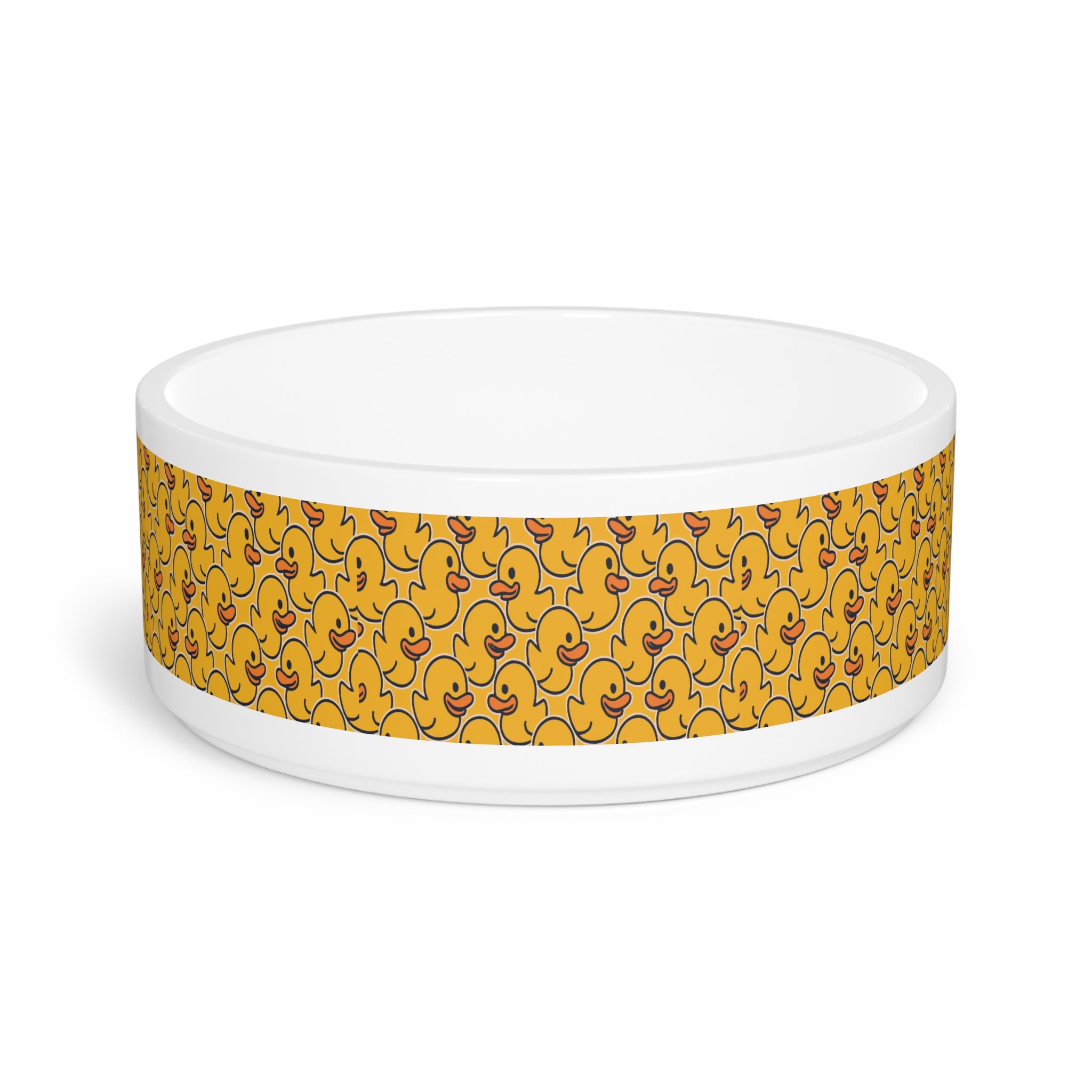 Duck Pattern Pet Bowl — Cute Yellow Rubber Duck Design for Dogs & Cats