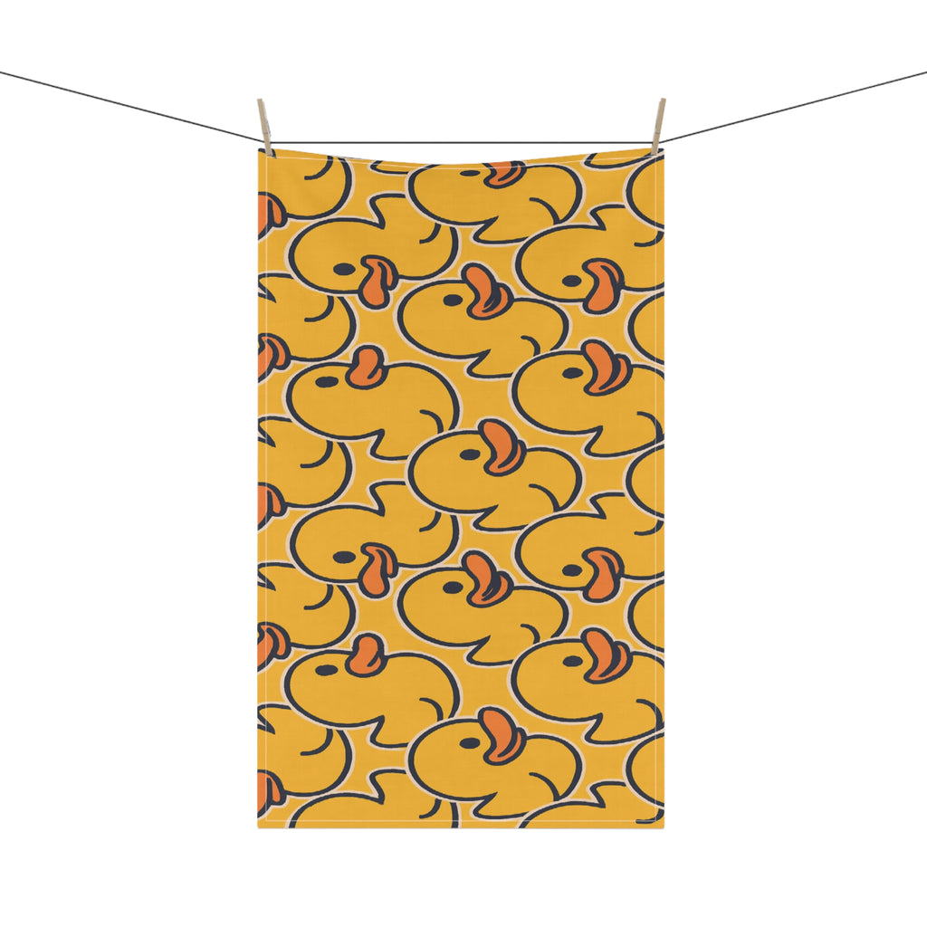 Rubber Duck Pattern Tea Towel – Cute Yellow Bath Duck Kitchen Towel
