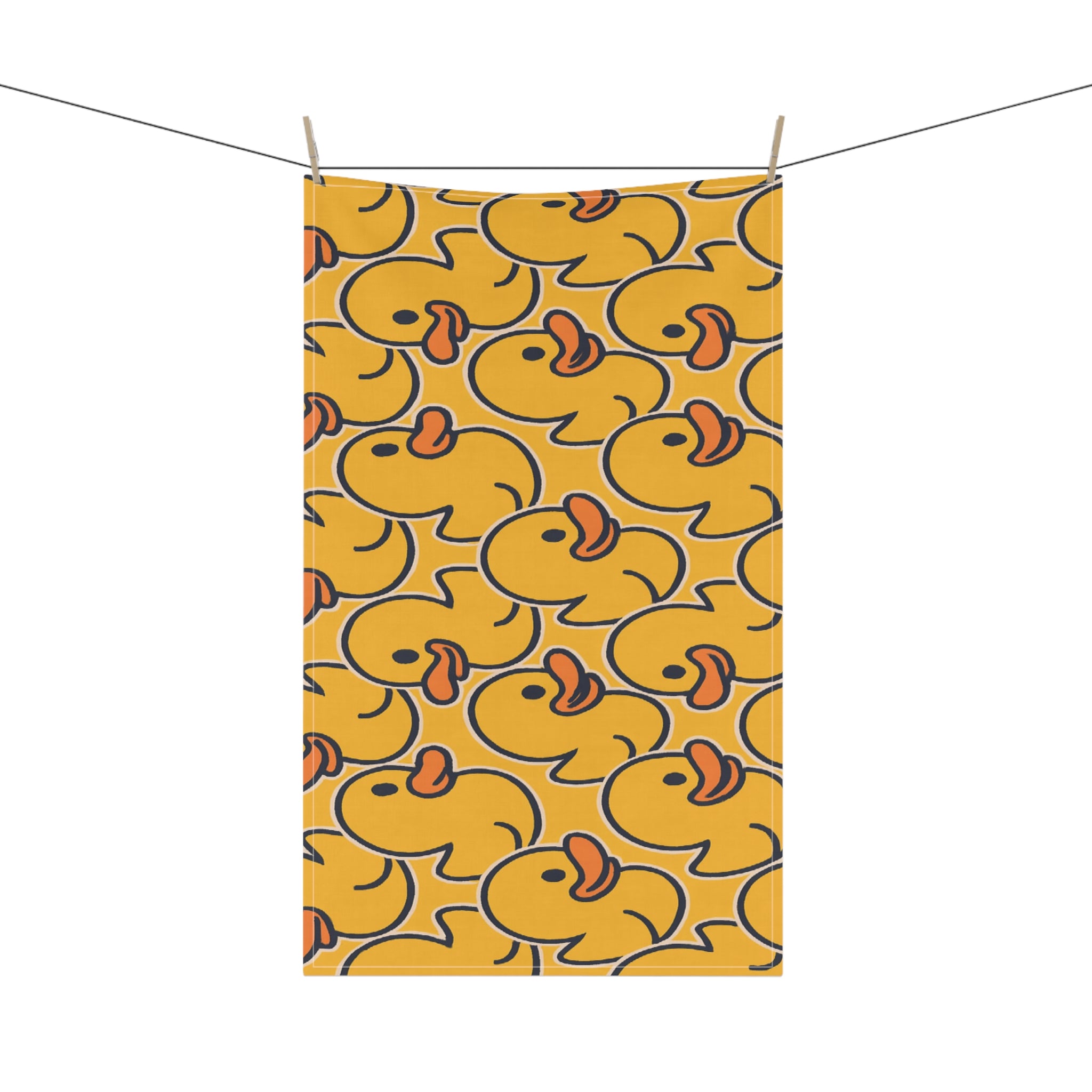 Rubber Duck Pattern Tea Towel – Cute Yellow Bath Duck Kitchen Towel