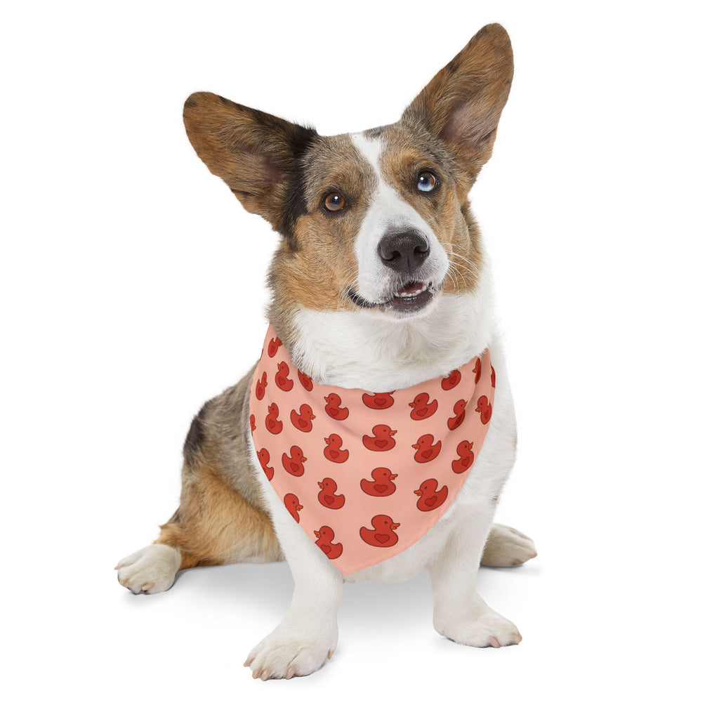 Rubber Duck Pattern Pet Bandana Collar — Cute Pink Dog & Cat Accessory