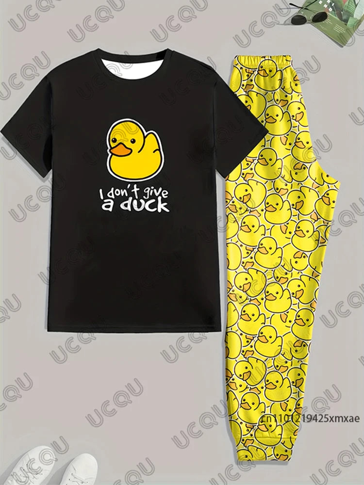 Men's Yellow Duck Print Loungewear Set - Comfortable and Stylish 2 Pc Outfit - Duck Nation