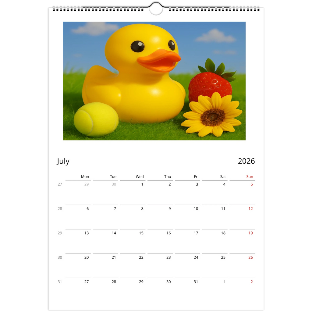Calendar Rubber Duck Large A3 Wall Size - Perfect for Every Duck Lover - Duck Nation
